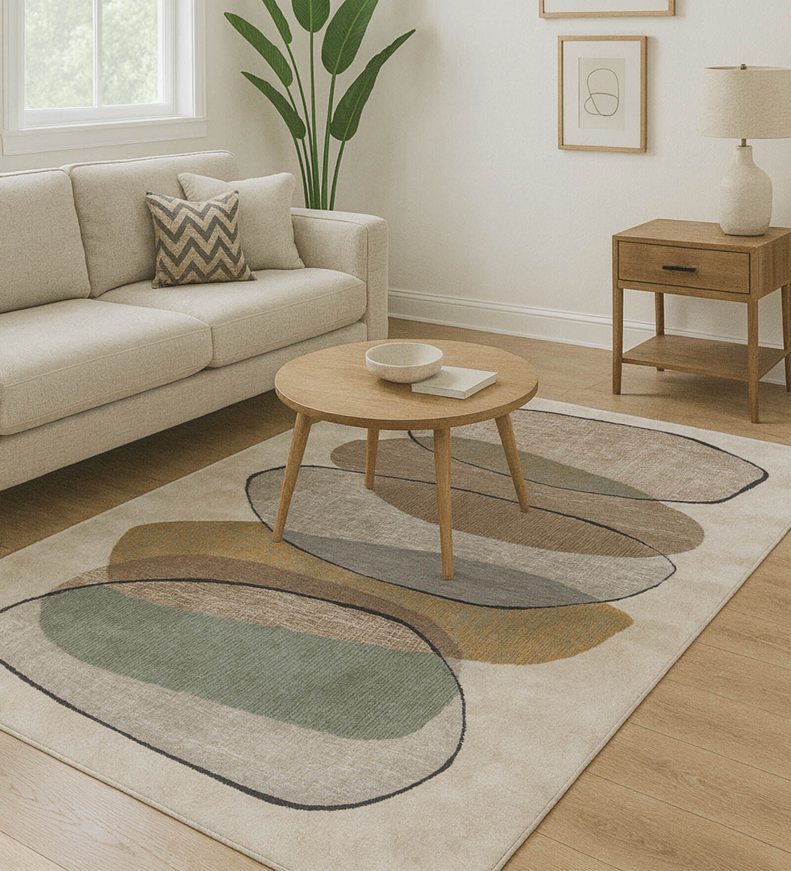 Green Polypropylene Abstract Machine Made 13 X 19 Feet Carpet