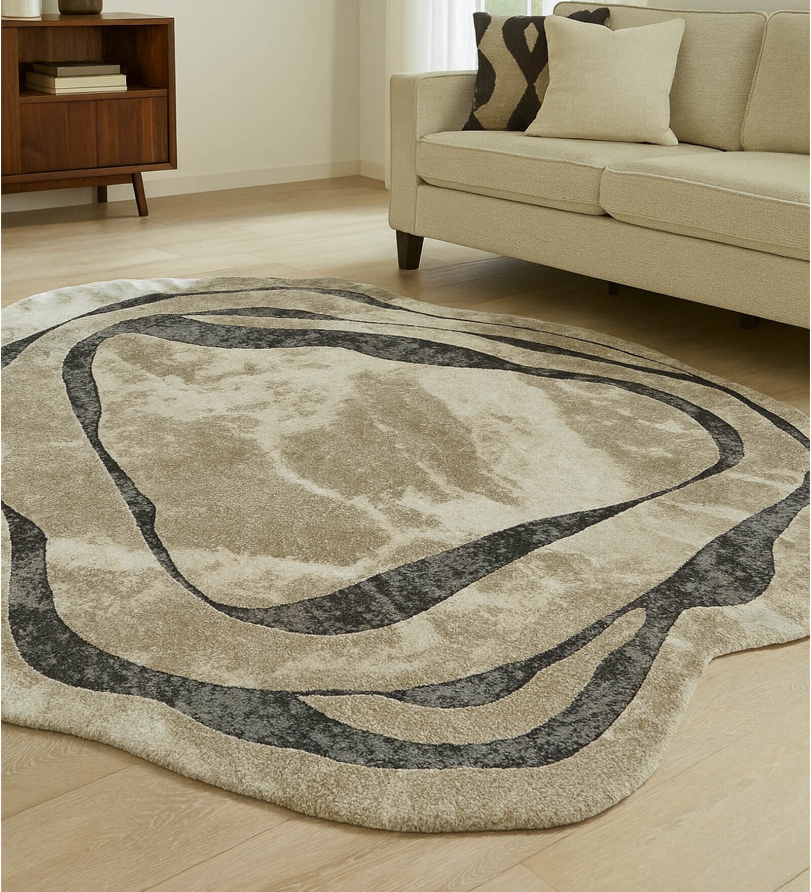 Brown Polypropylene Abstract Machine Made 17 X 24 Feet Carpet