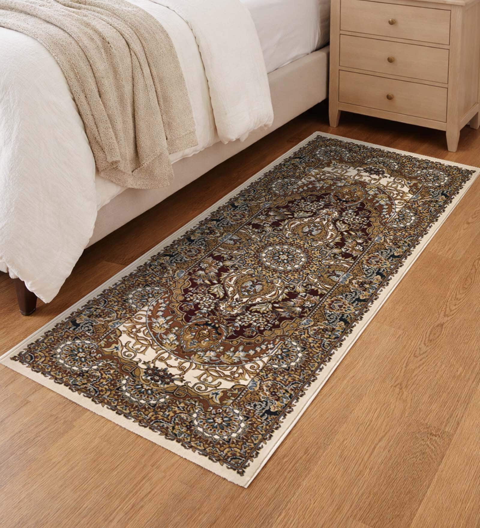 Beige & Rust Polypropylene Antistatic 2 X 5 Feet Runner With Cotton Backing