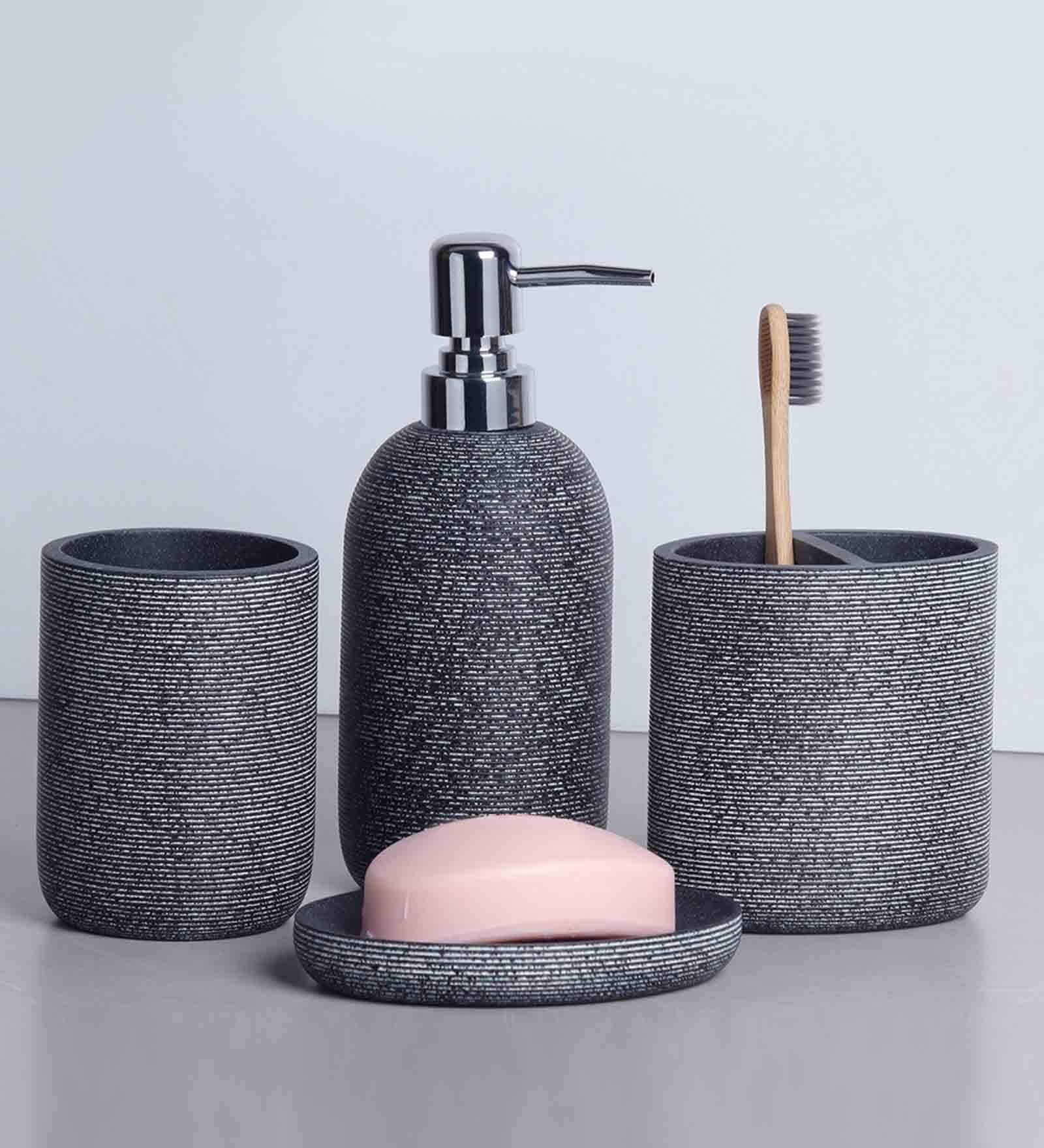 Polyresin 4Pcs Bathroom Set, Charcoal