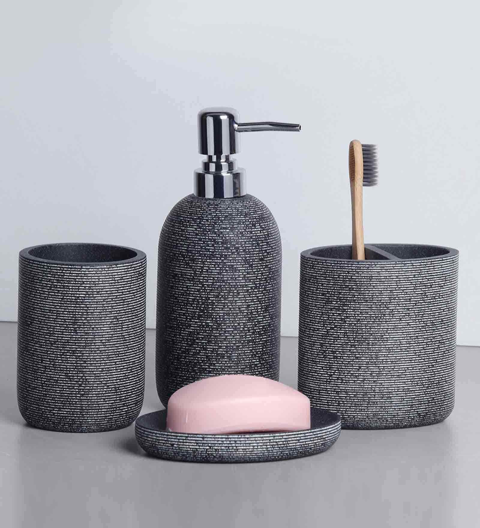 Polyresin 4Pcs Bathroom Set, Charcoal