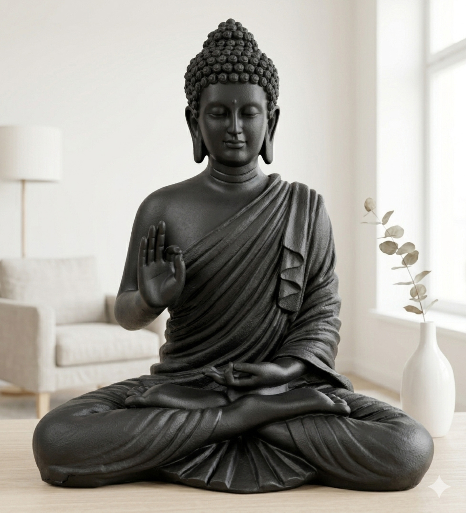 Black Polyresin Lord Buddha Idol