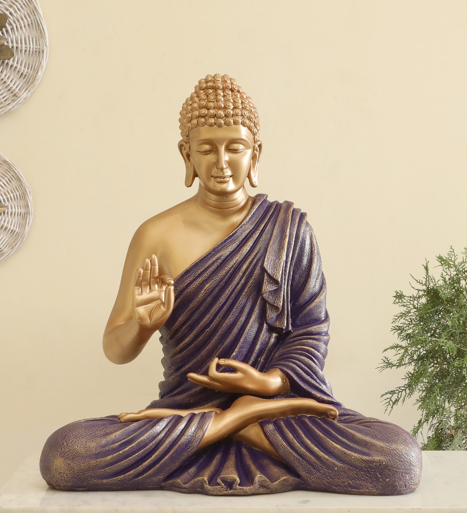 Polyresin Purple Bento Blessing Buddha