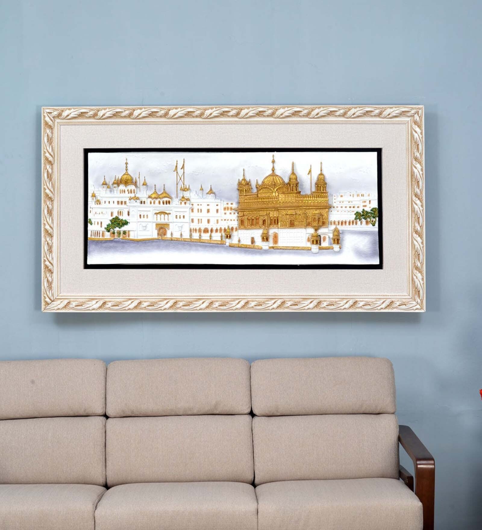Buy Polyresin Golden Temple Wall Decor Multicolor by home Online
