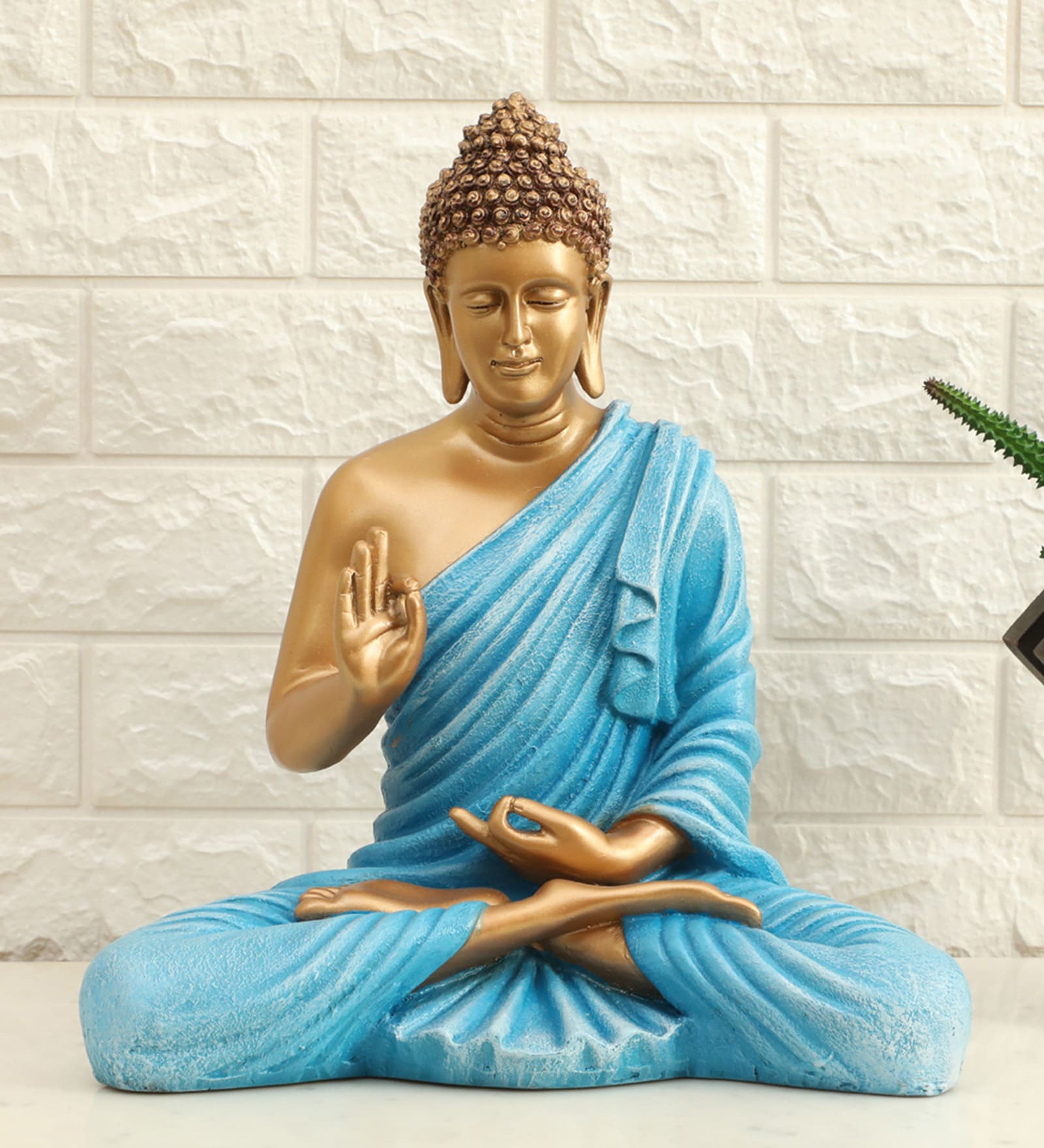 Polyresin Blue Bento Blessing Buddha