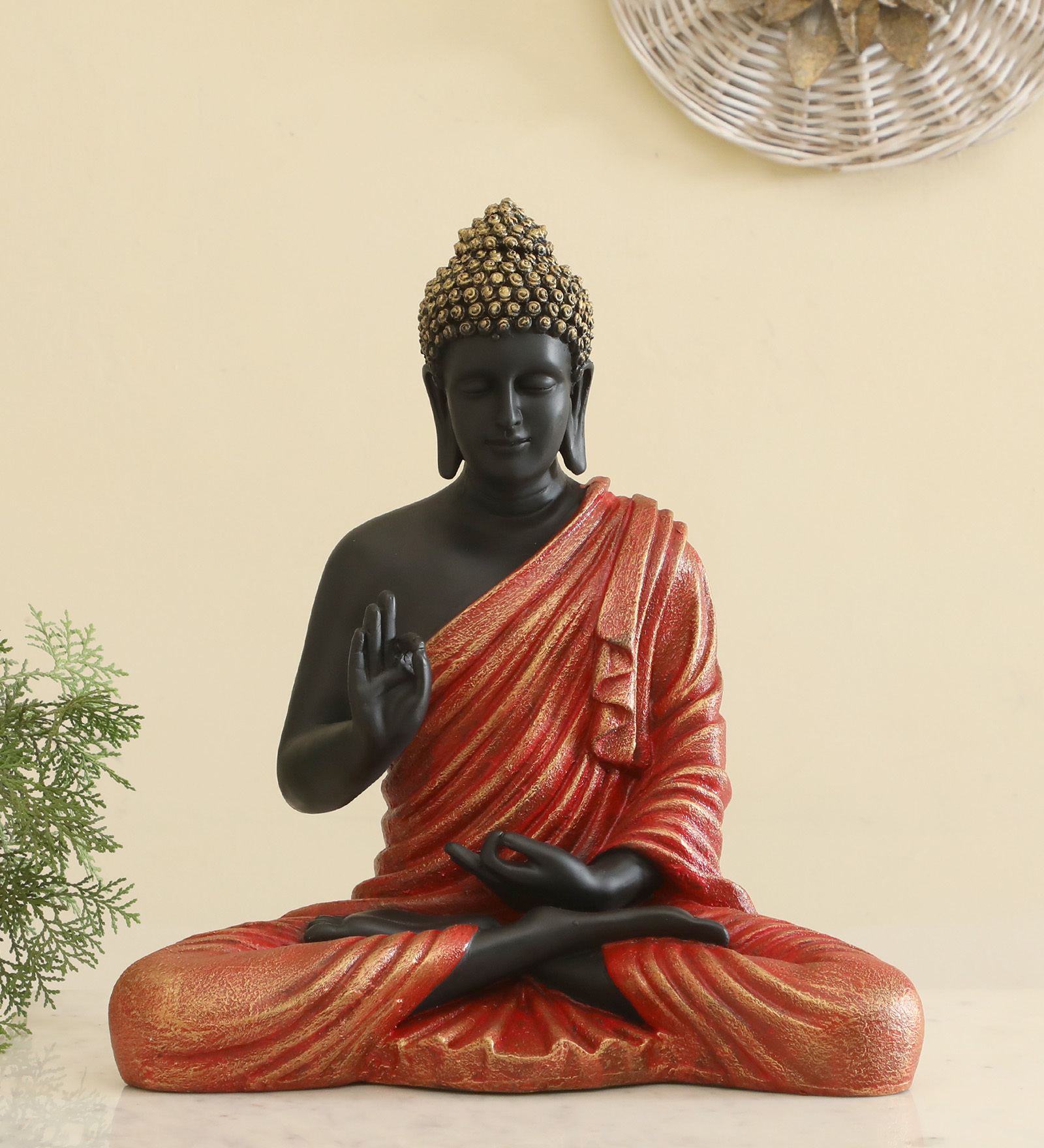 Polyresin Red Ory Buddha Decor