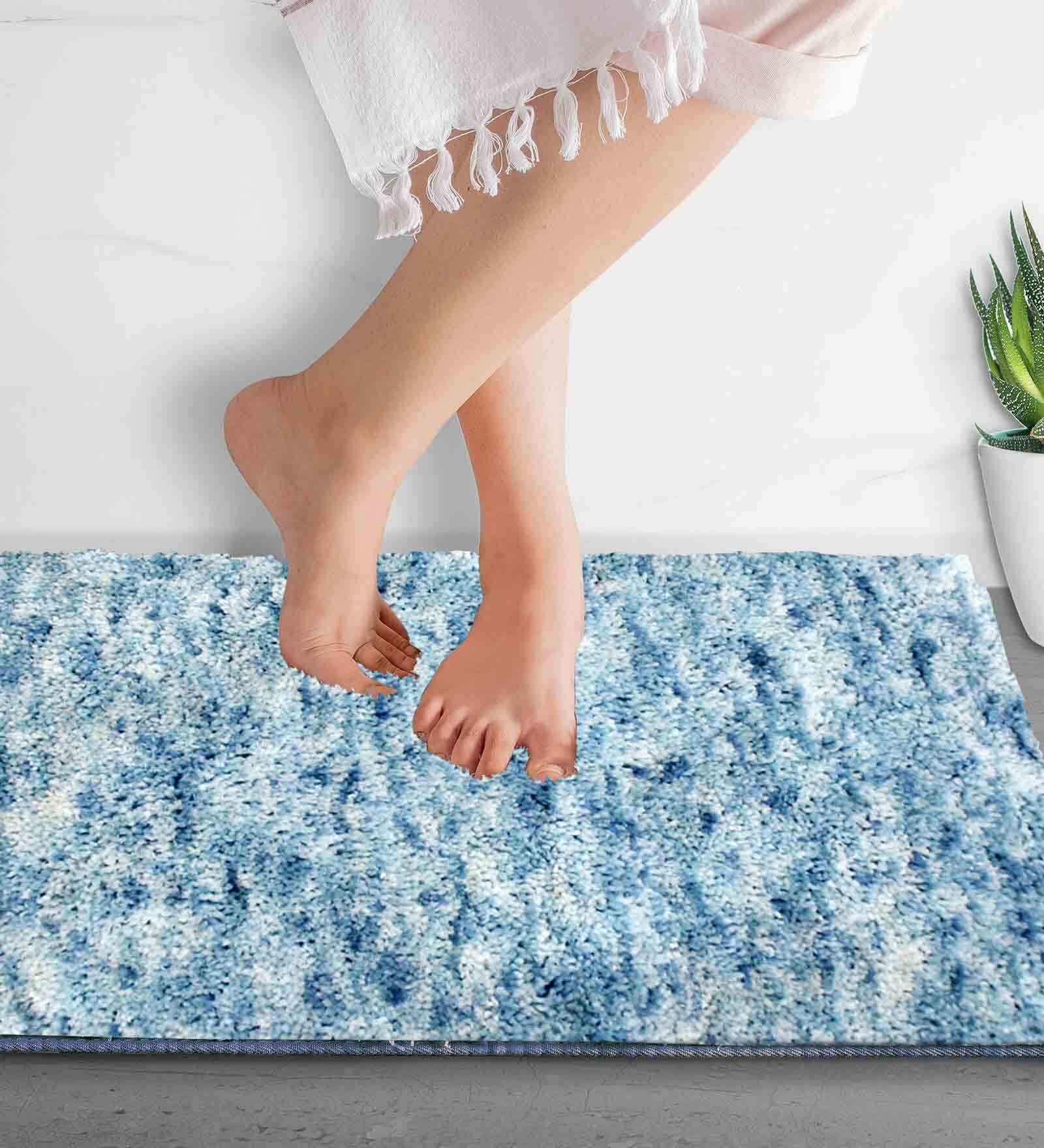 Blue Polyester 60 x 24 Inches Machine Made Floor Runner