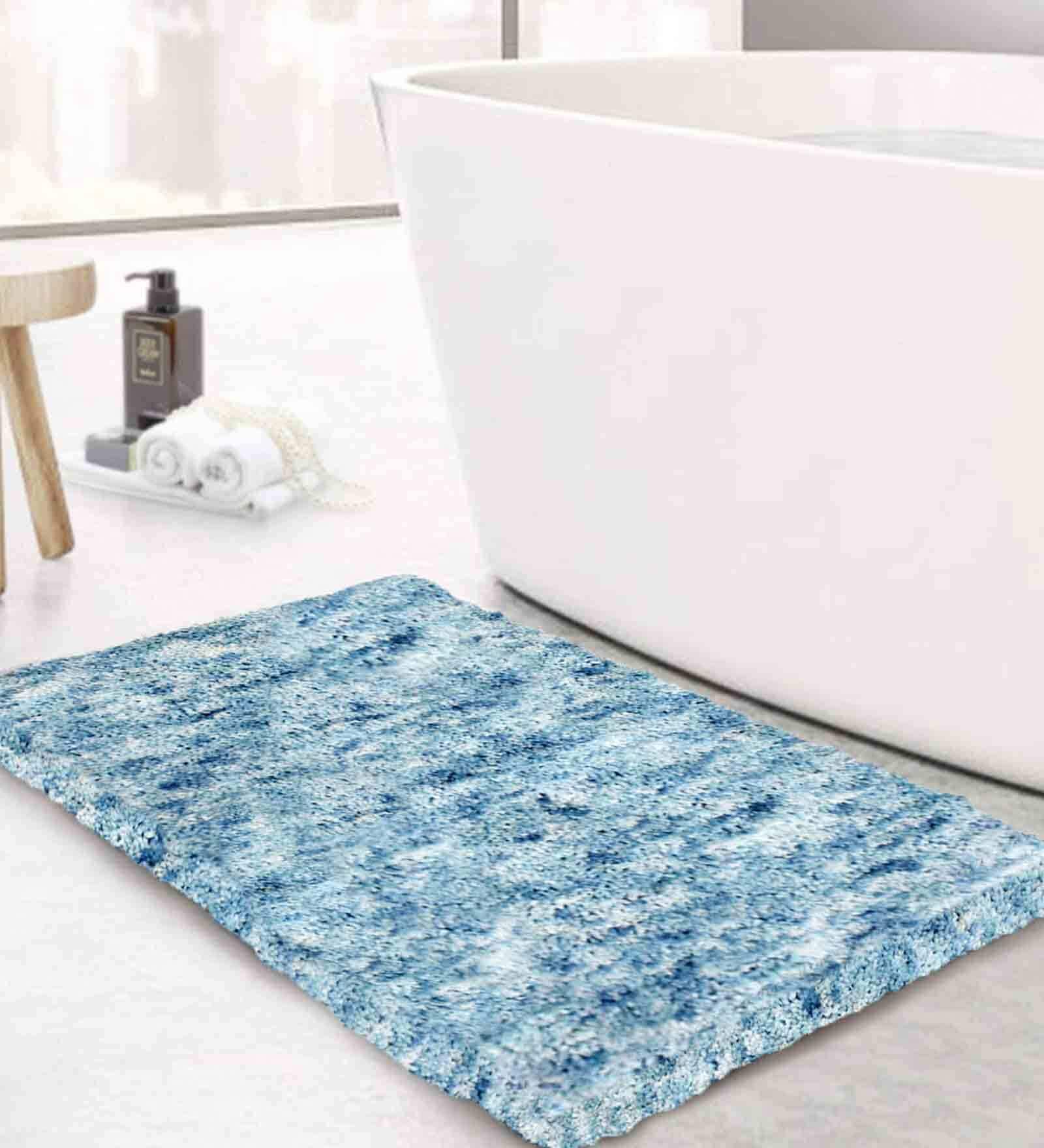 Blue Abstract Polyester 5x3 Inches AntiSkid Bath Mat