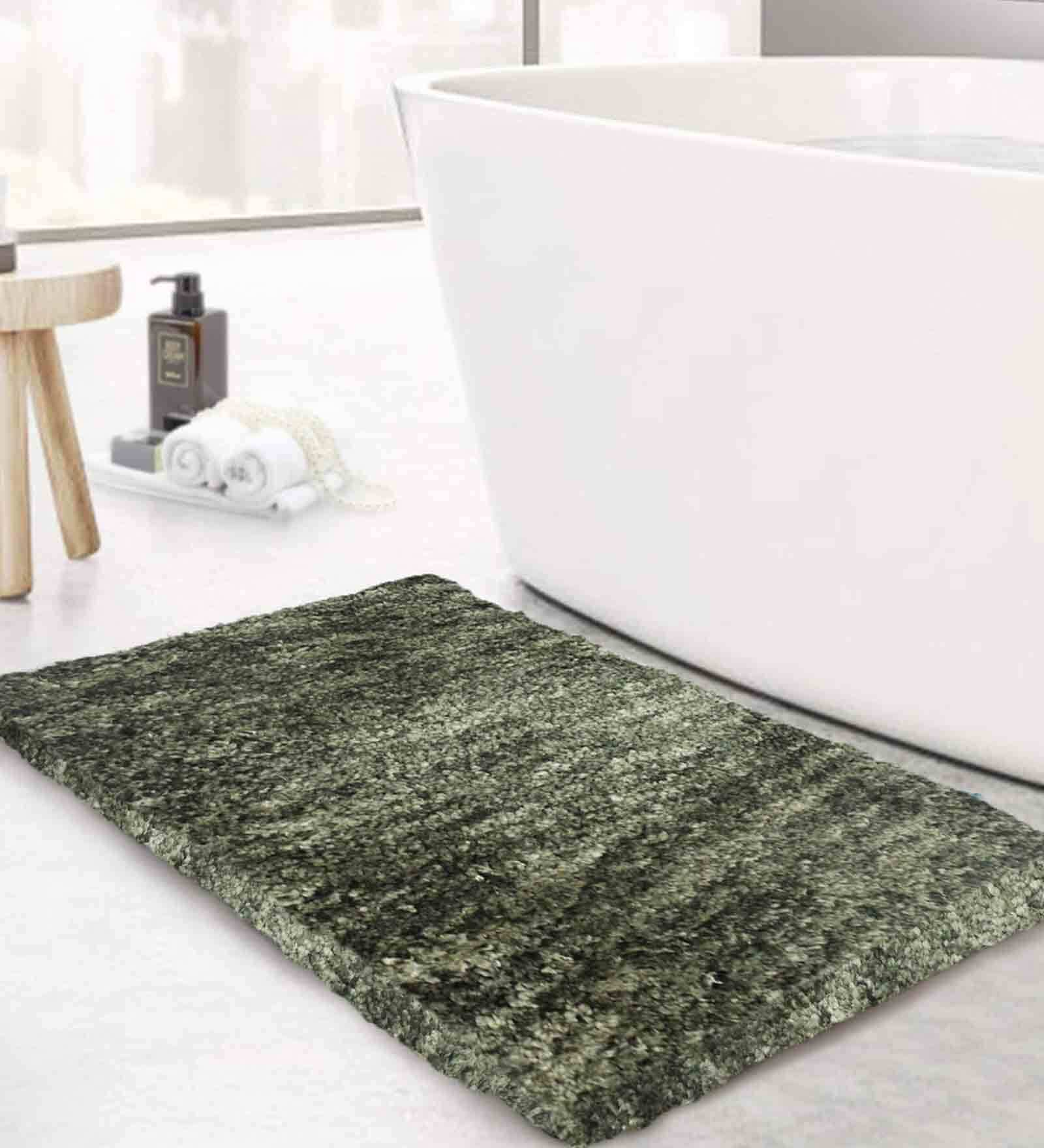 Green Abstract Polyester 5x3 Inches AntiSkid Bath Mat