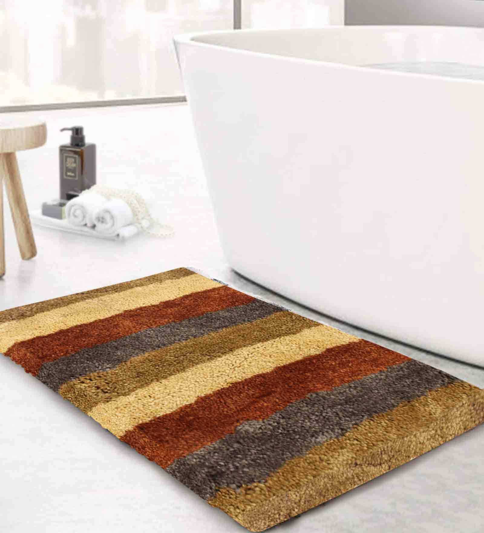 Multicolor Geometric Polyester 24x16 Inches AntiSkid Bath Mat