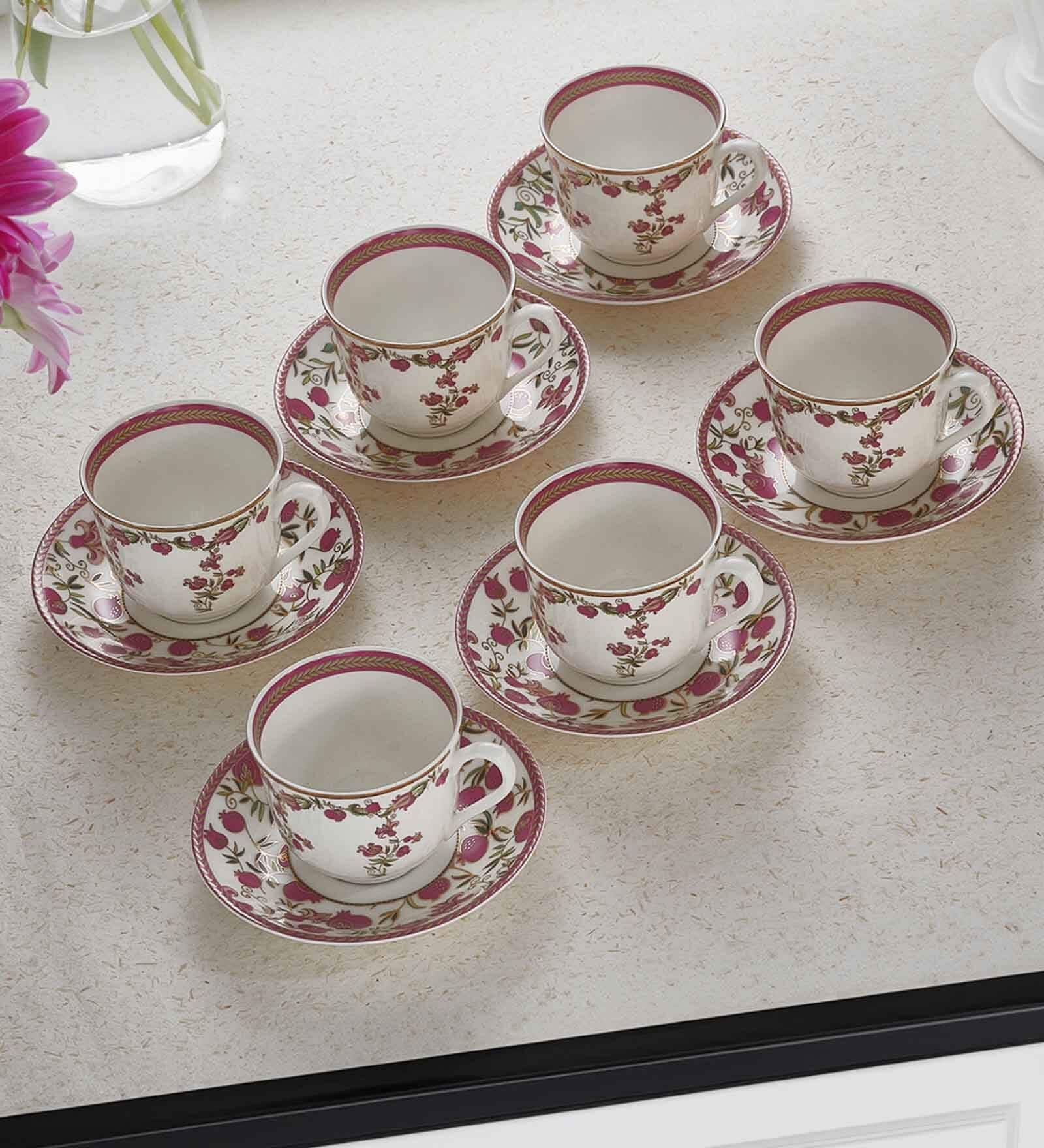 Pom Passion 24K Gold-Plated Cup And Saucer Set (Pack Of 6)