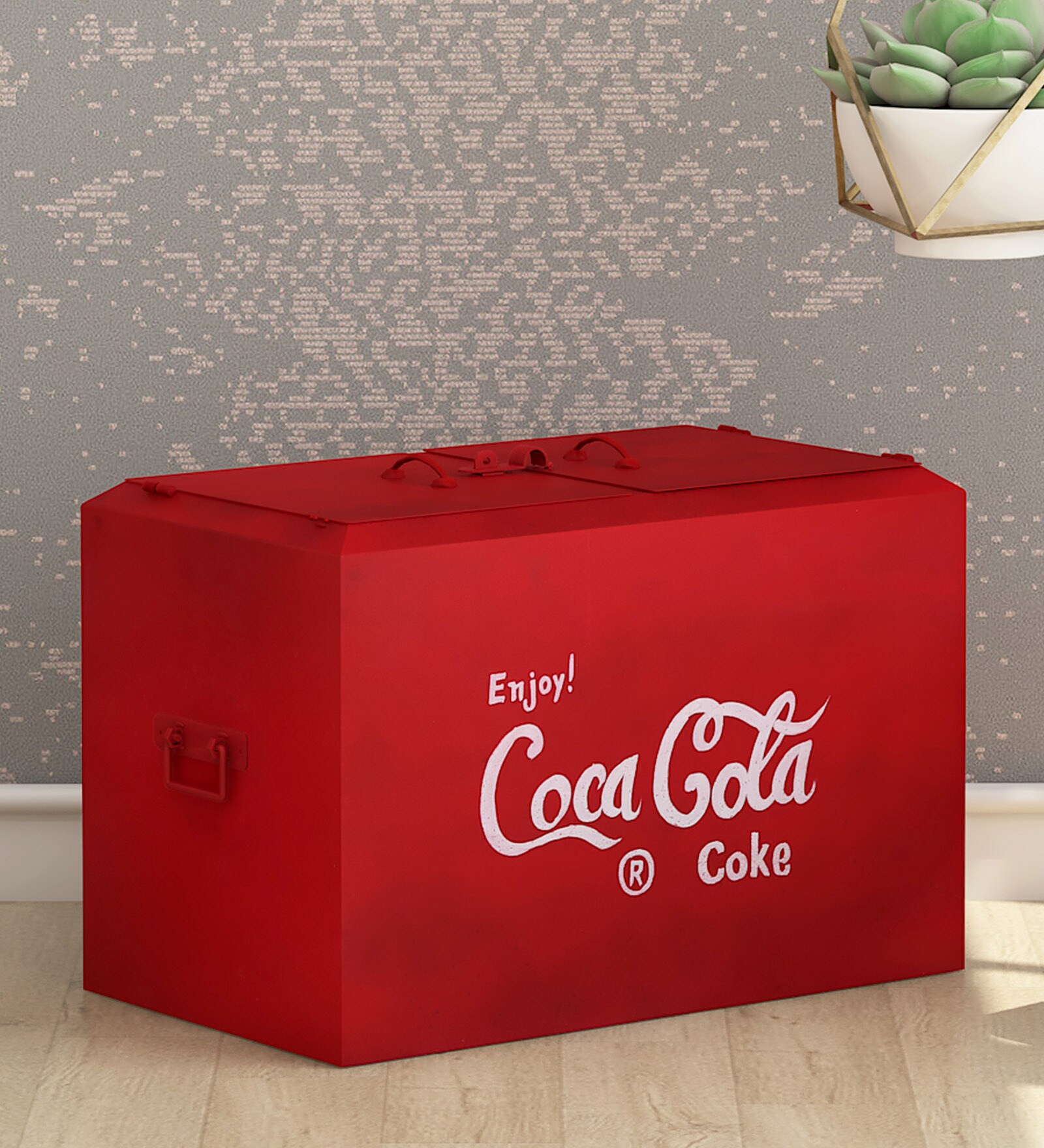 Pop-Art Storage Box in Antique Red Finish