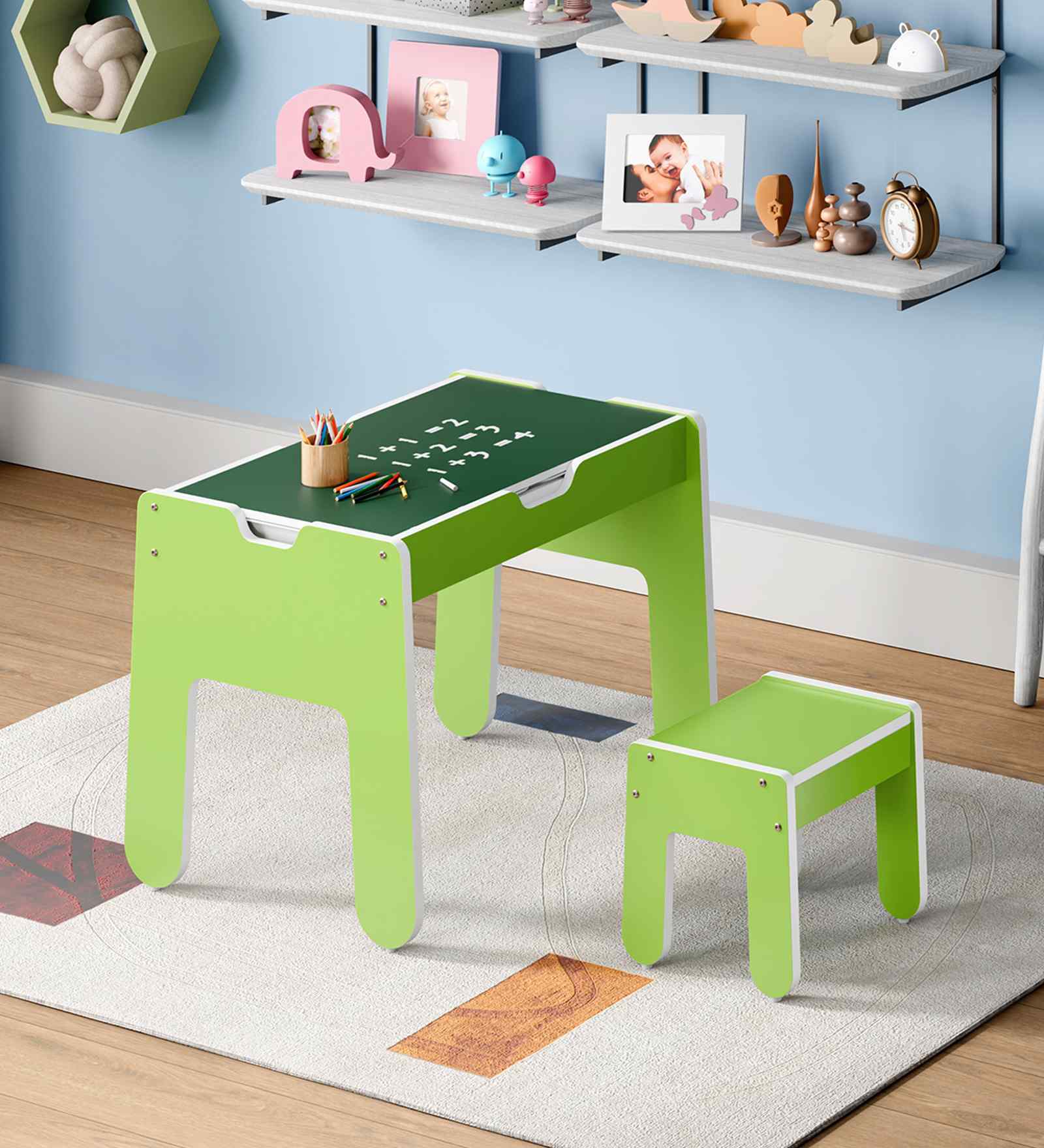 Pop Kids Activity Table & Seat Set In Green Finish