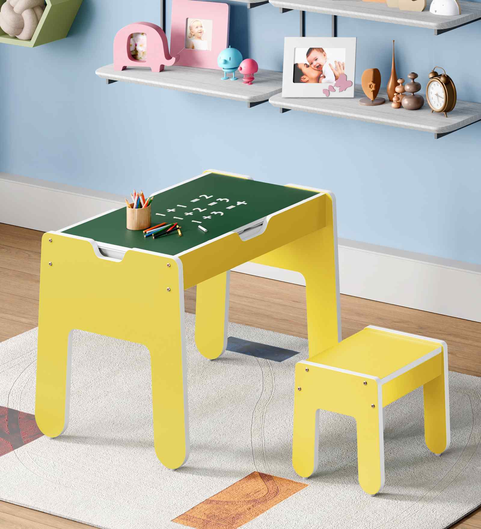 Pop Kids Activity Table & Seat Set In Yellow Finish