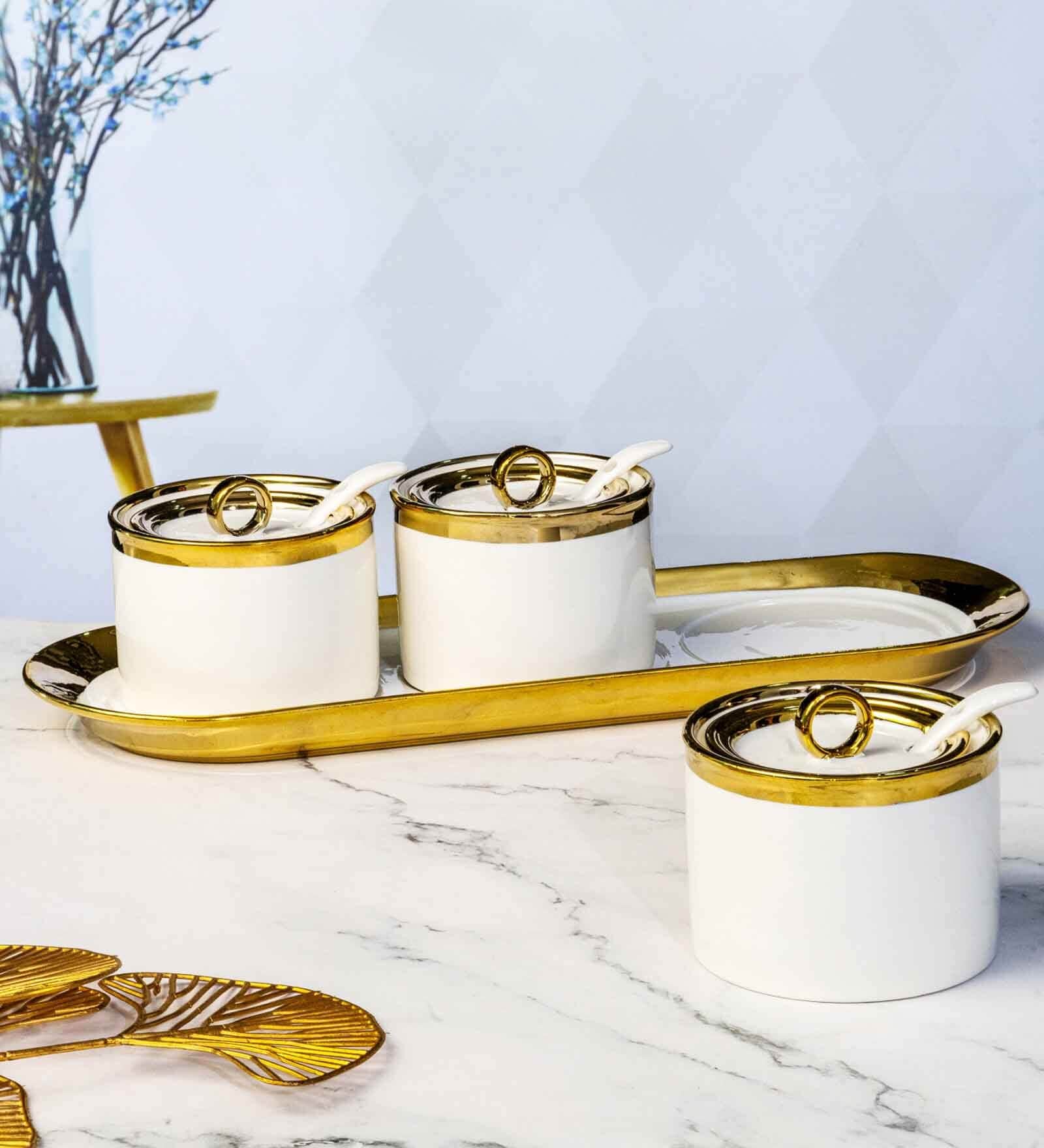 Porcelain Carla Server set with Spoon & Tray set of 7pcs