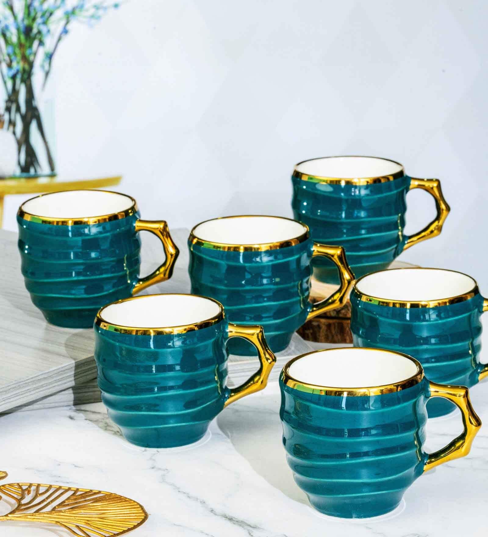 Porcelain Coffee/Tea Gold Design Mug Set of 6pcs