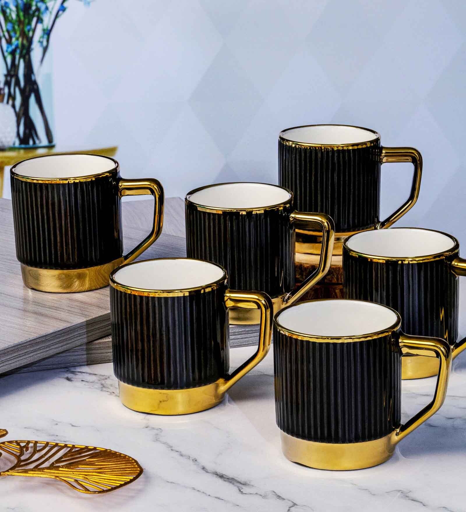 Porcelain Coffee/Tea Gold Design Mug Set of 6pcs