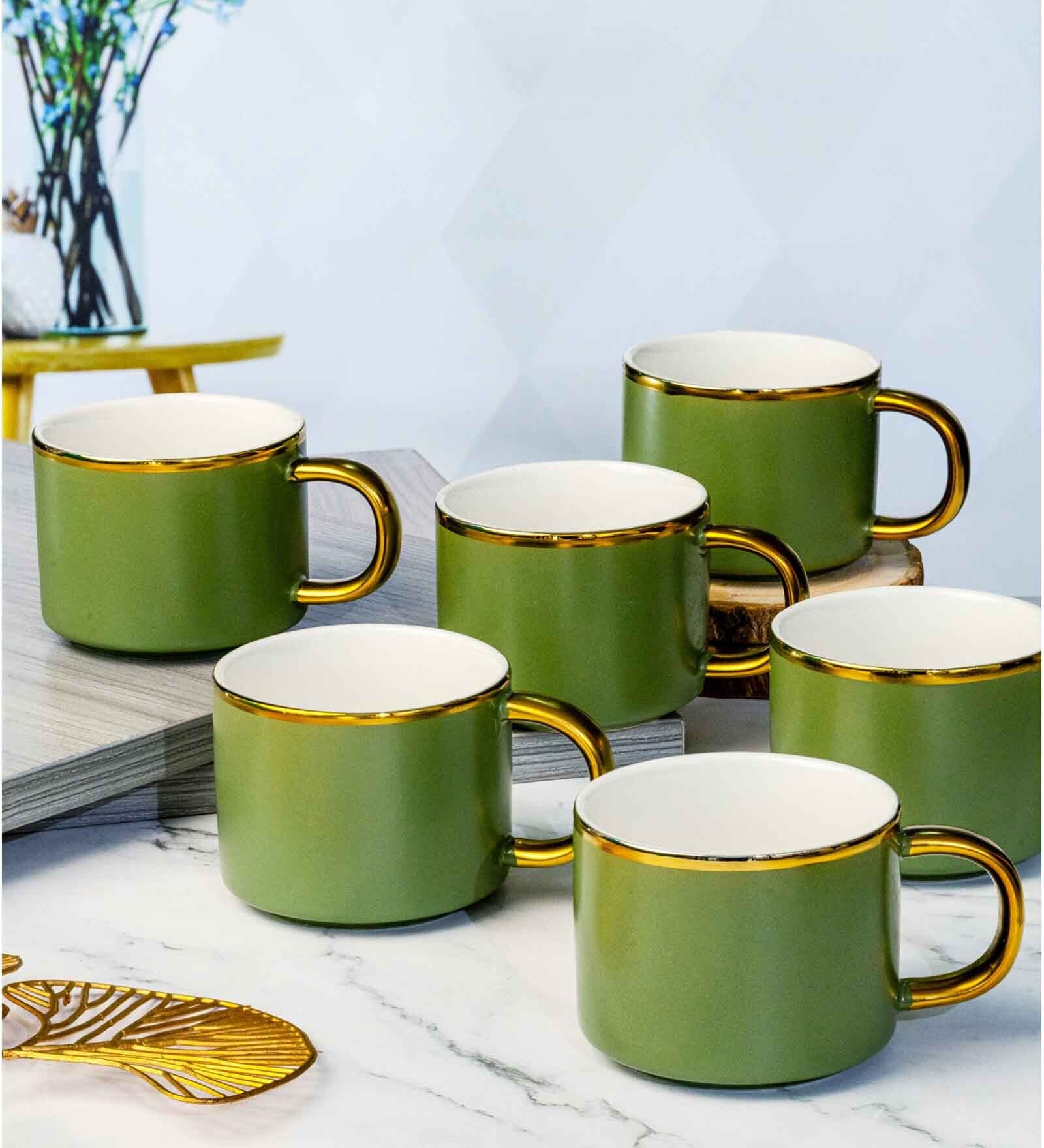 Porcelain Coffee/Tea Gold Design Mug Set of 6pcs