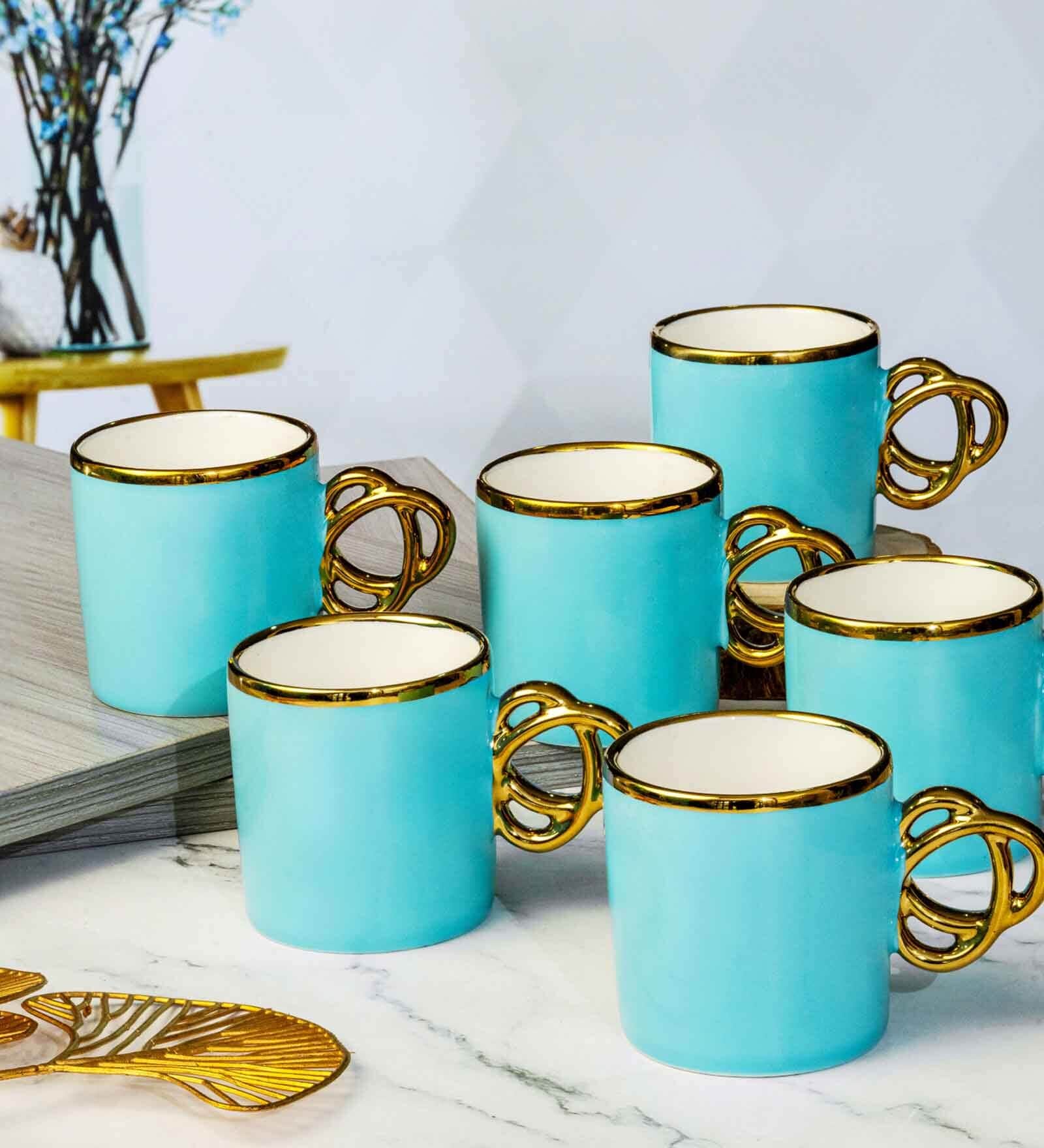 Porcelain Coffee/Tea Gold Design Mug Set of 6pcs