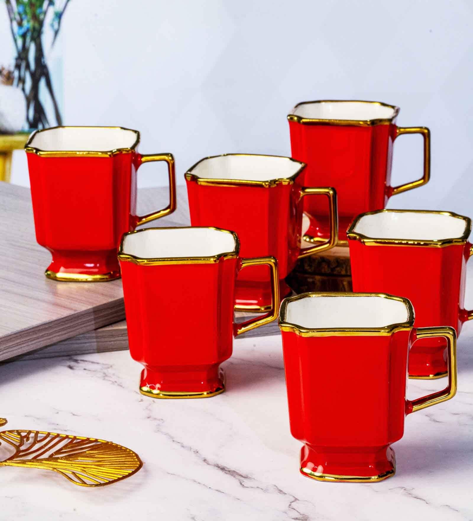 Porcelain Coffee/Tea Gold Design Mug Set of 6pcs