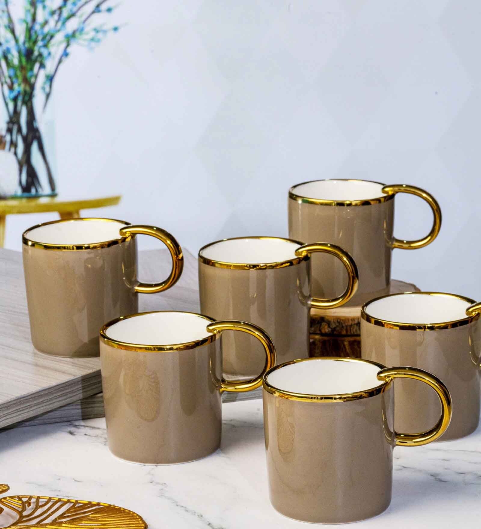 Porcelain Coffee/Tea Gold Design Mug Set of 6pcs