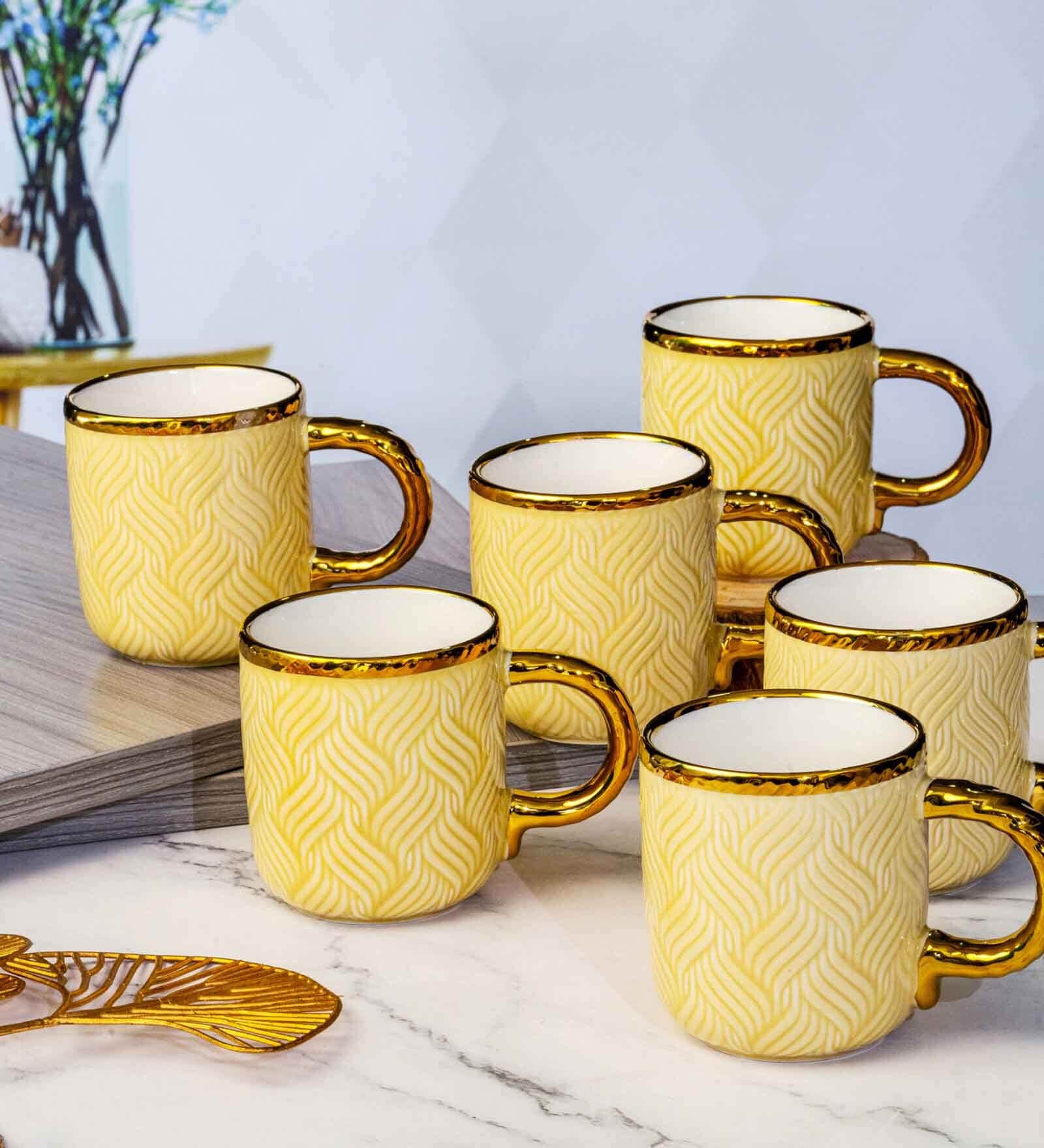 Porcelain Coffee/Tea Gold Design Mug Set of 6pcs