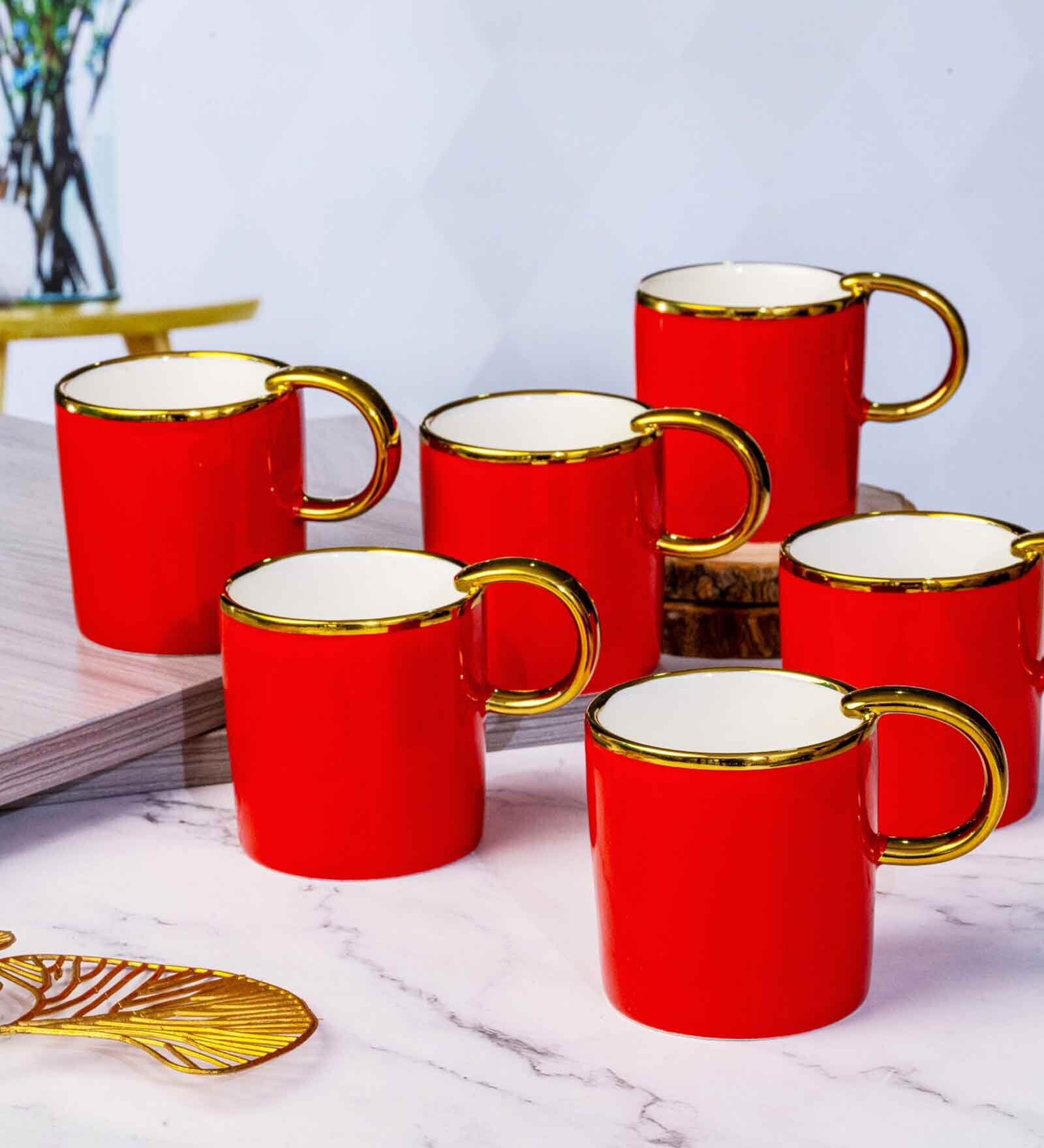 Porcelain Coffee/Tea Gold Design Mug Set of 6pcs