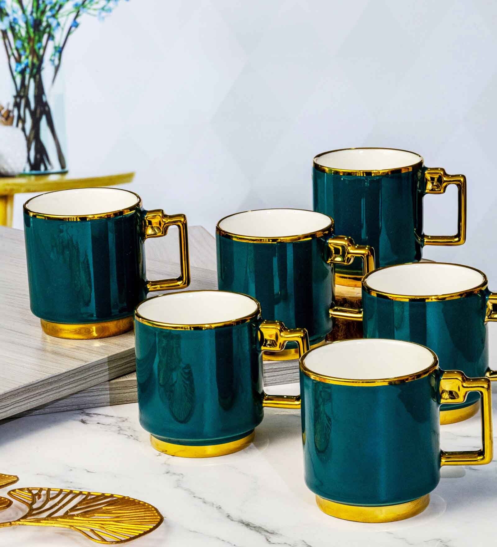 Porcelain Coffee/Tea Gold Design Mug Set of 6pcs