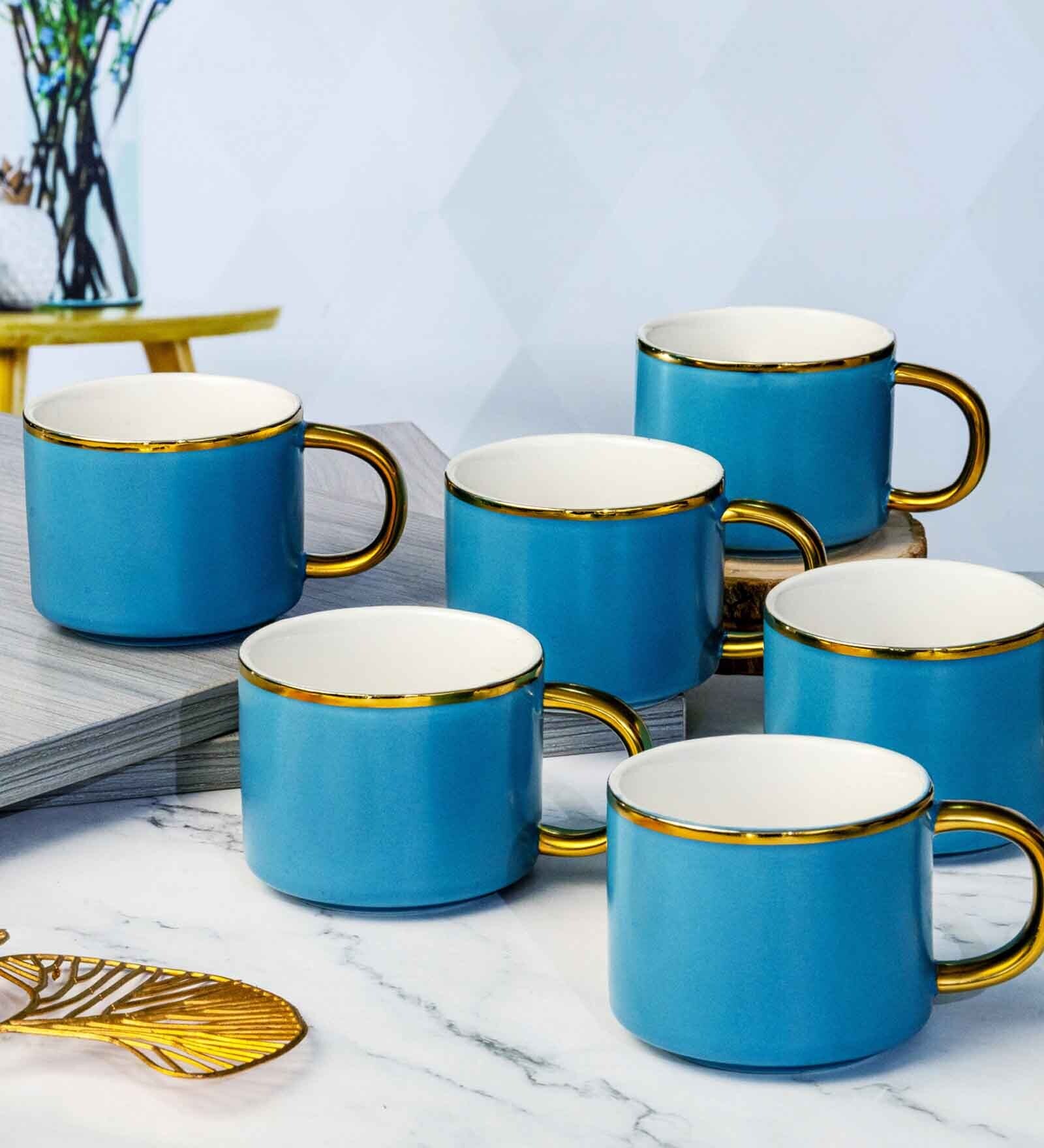Porcelain Coffee/Tea Gold Design Mug Set of 6pcs
