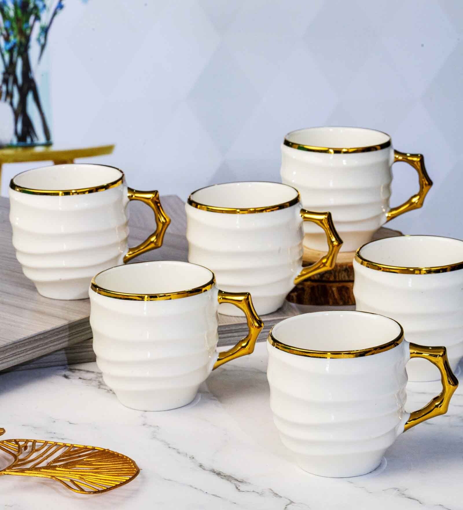 Porcelain Coffee/Tea Gold Design Mug Set of 6pcs