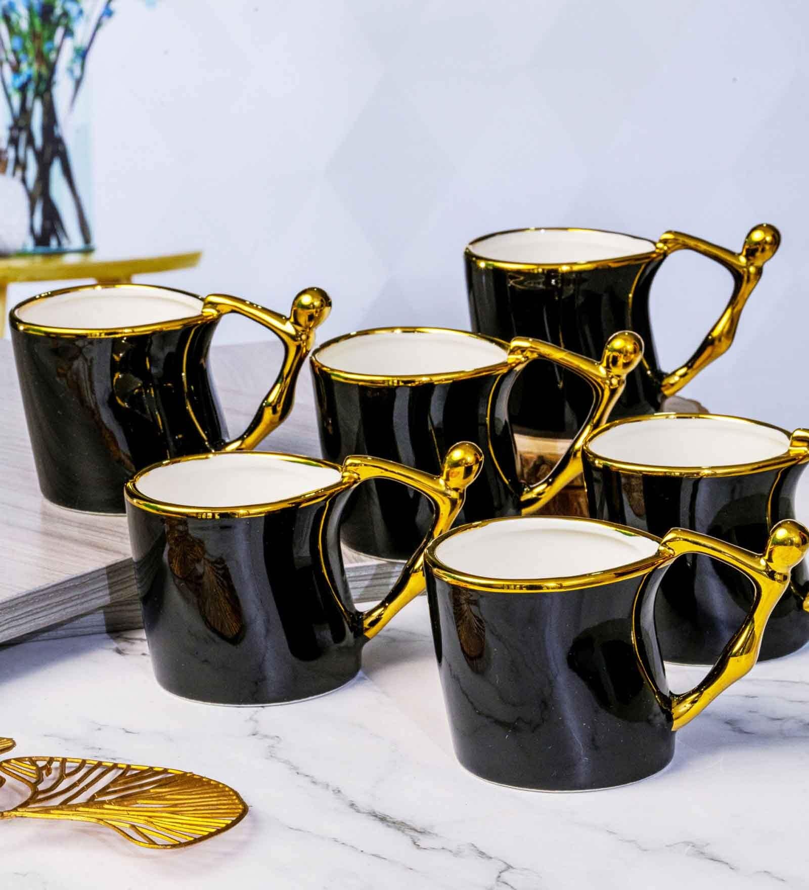 Porcelain Coffee/Tea Gold Design Mug Set of 6pcs