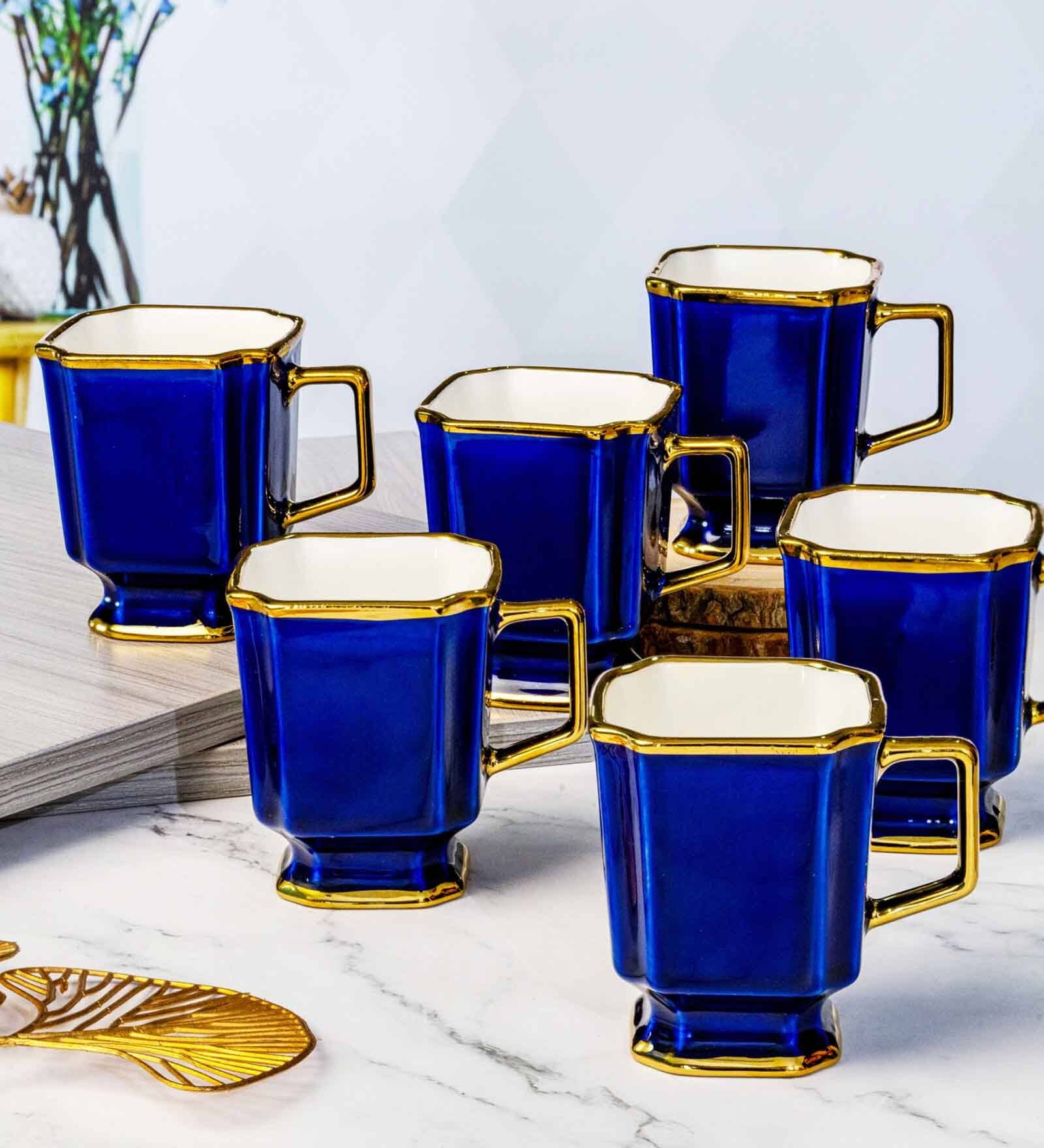 Porcelain Coffee/Tea Gold Design Mug Set of 6pcs