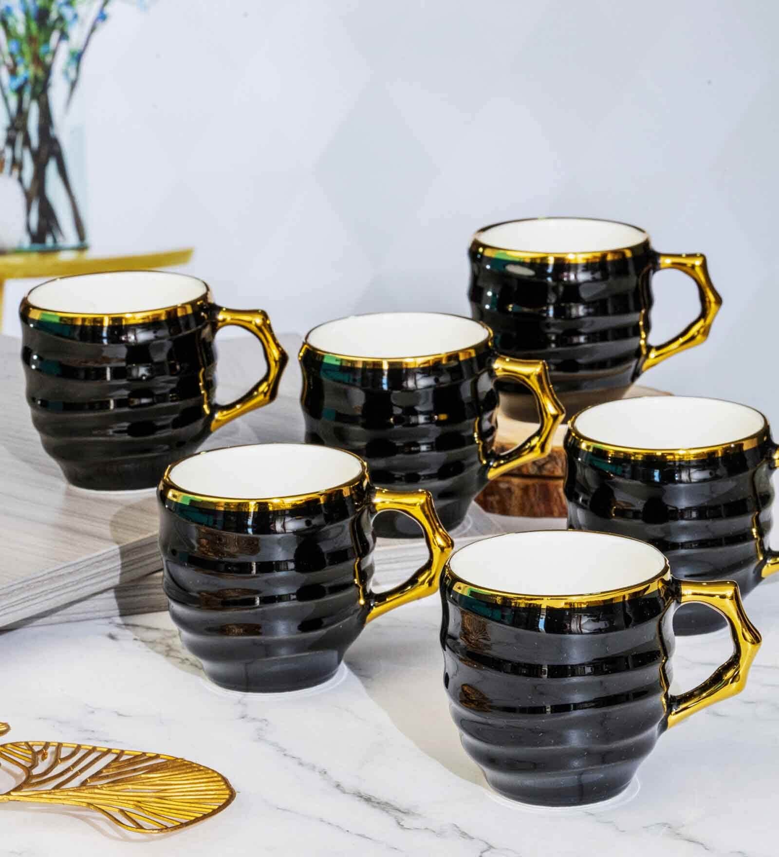 Porcelain Coffee/Tea Gold Design Mug Set of 6pcs