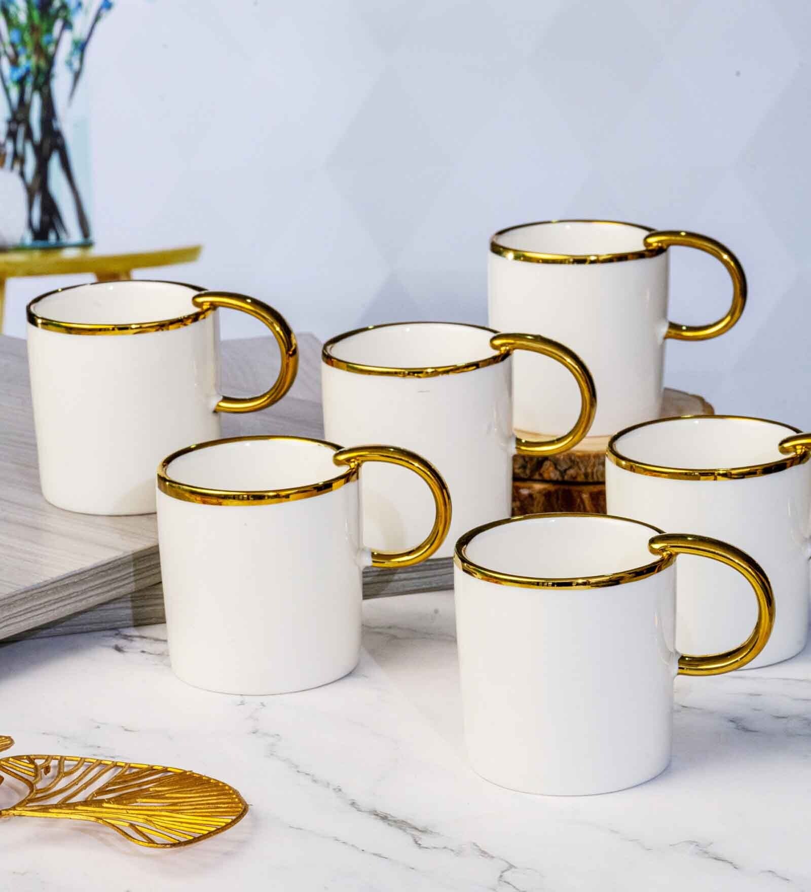 Porcelain Coffee/Tea Gold Design Mug Set of 6pcs