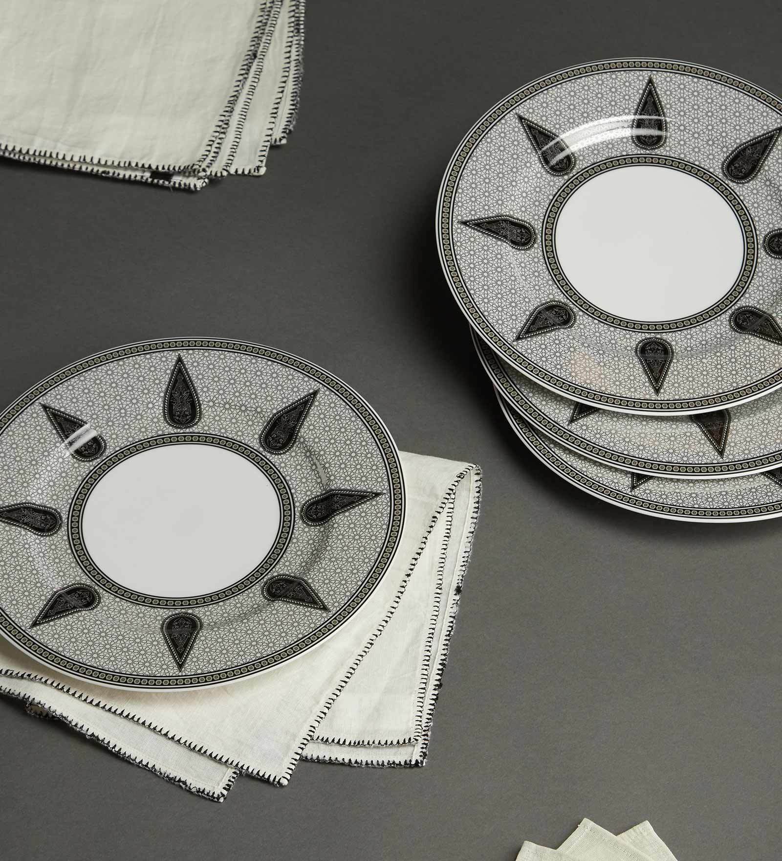 Buy Black Porcelain Dinner Plate by Ritu Kumar Home Online Dinner