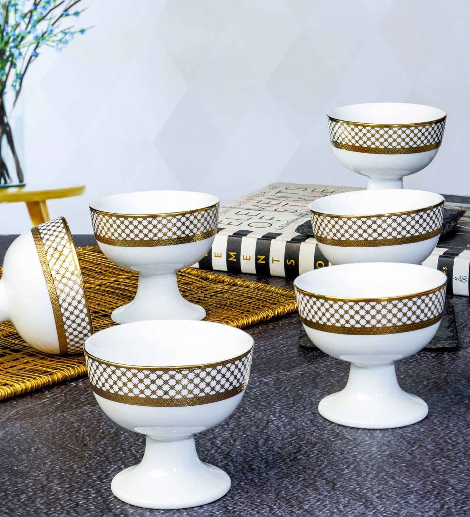 Porcelain Footed Bowl Set of 6pcs