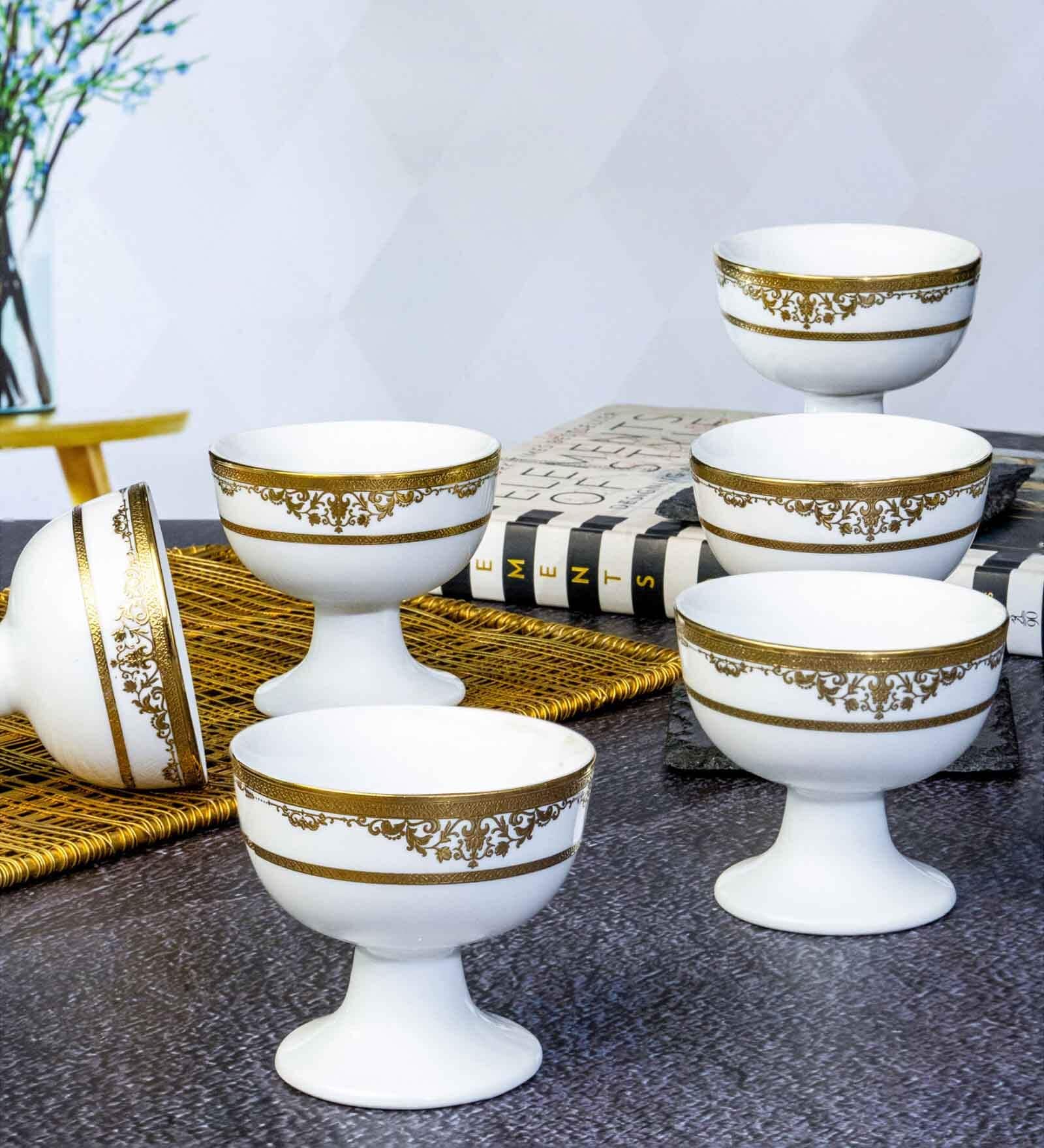 Porcelain Footed Bowl Set of 6pcs