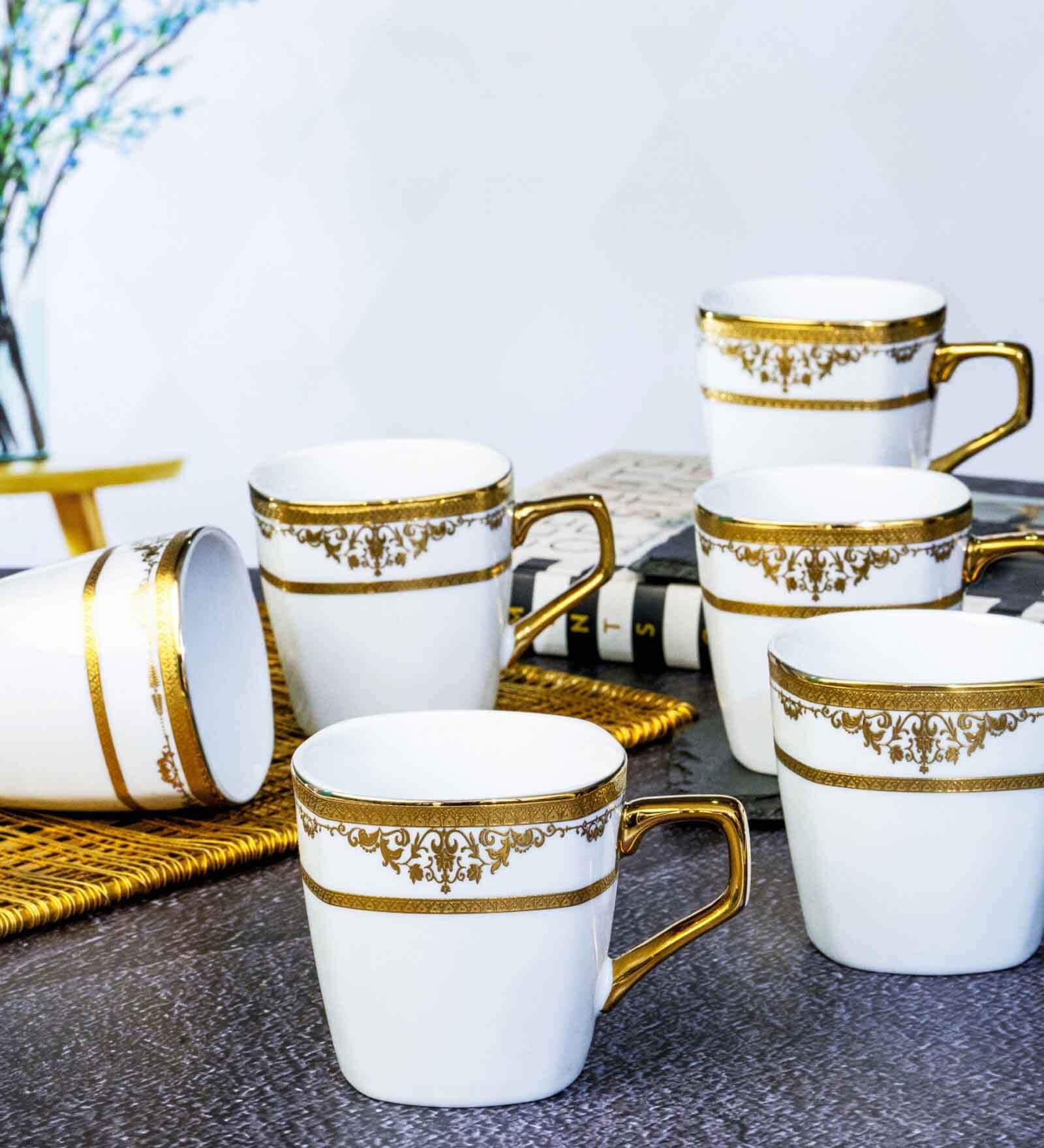 Porcelain Gold Coffee/Tea Mug Set of 6pcs