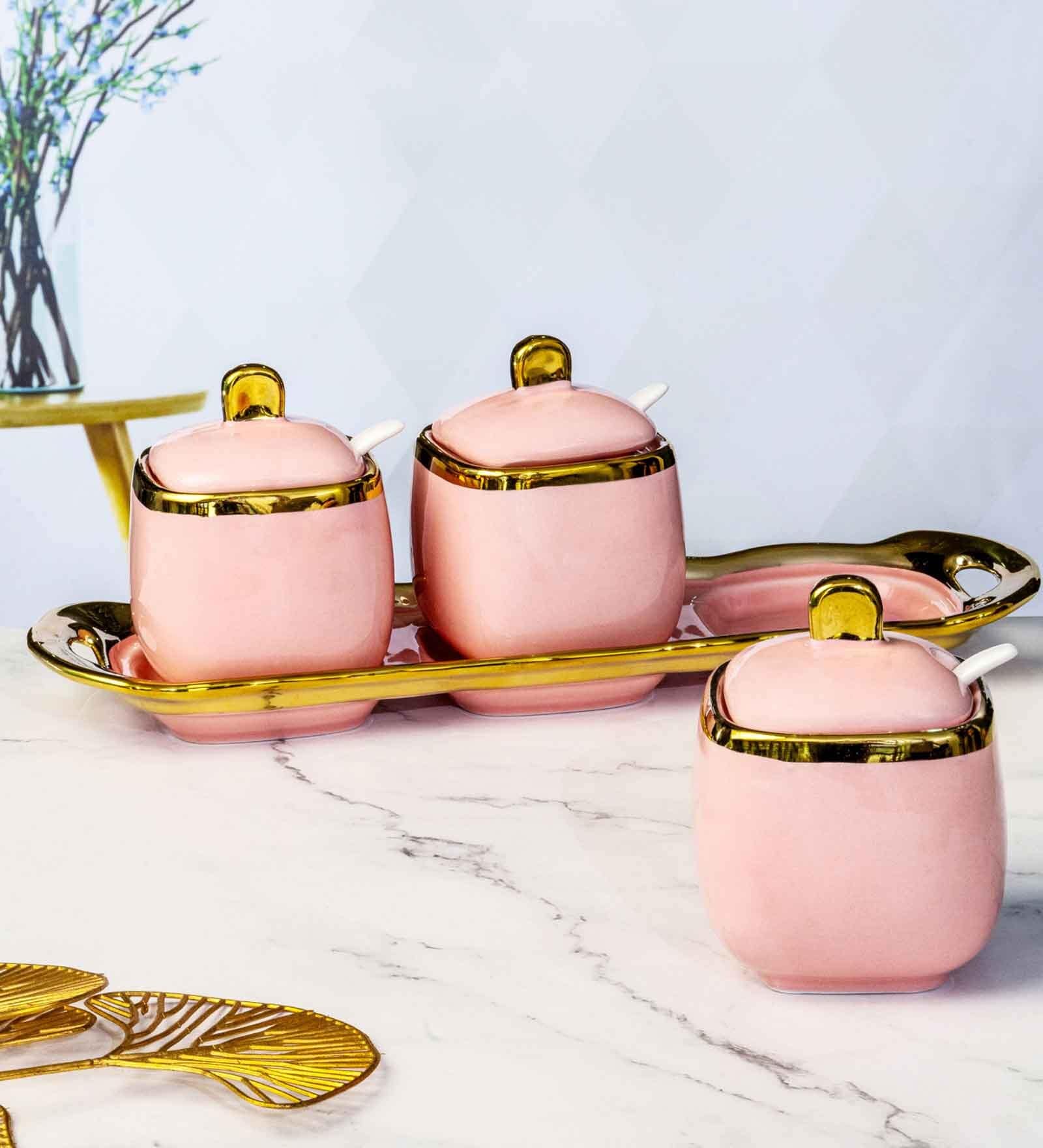 Porcelain Kenia Server set with Spoon & Tray set of 7pcs