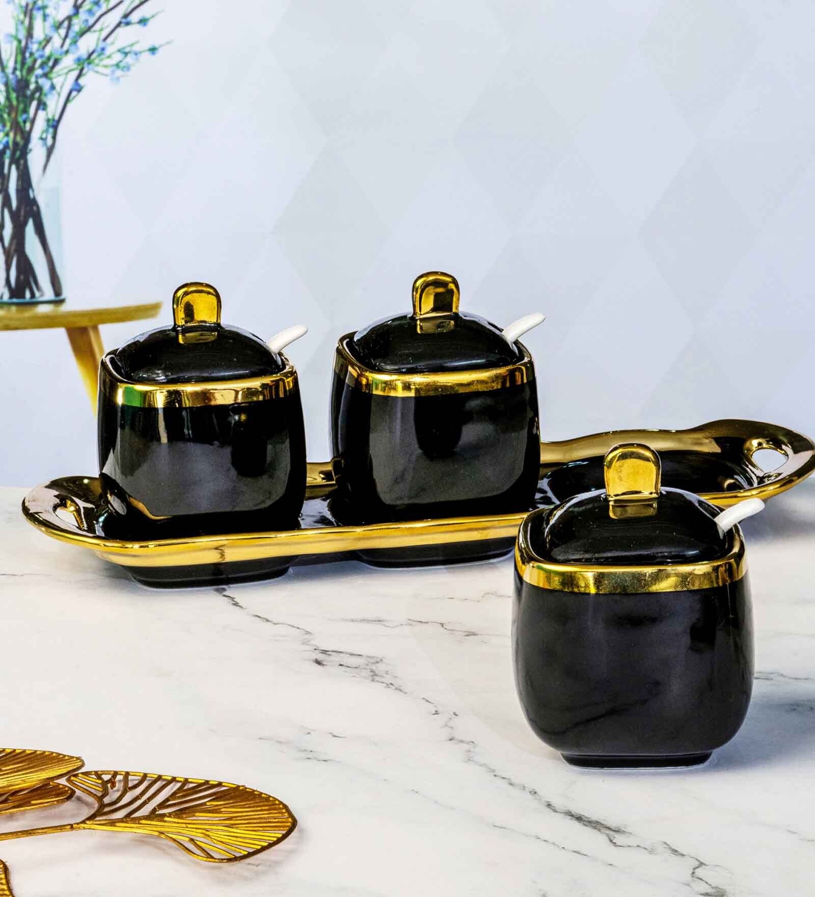 Porcelain Kenia Server set with Spoon & Tray set of 7pcs