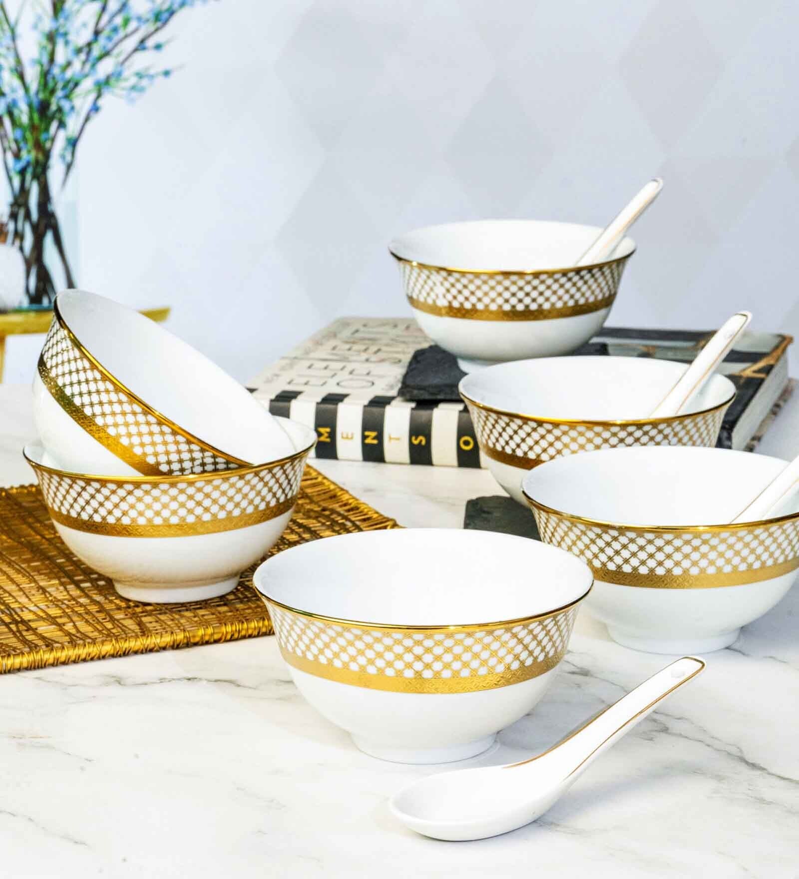 Porcelain Soup Set with Spoon (12 pcs set)