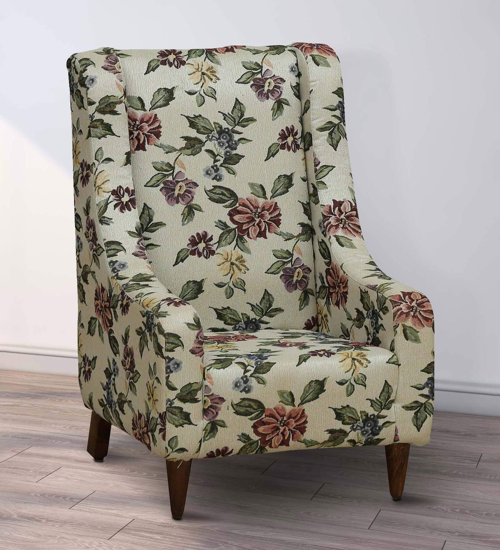 Porchia Upholstered Kids Slipper Chair In Floral Print