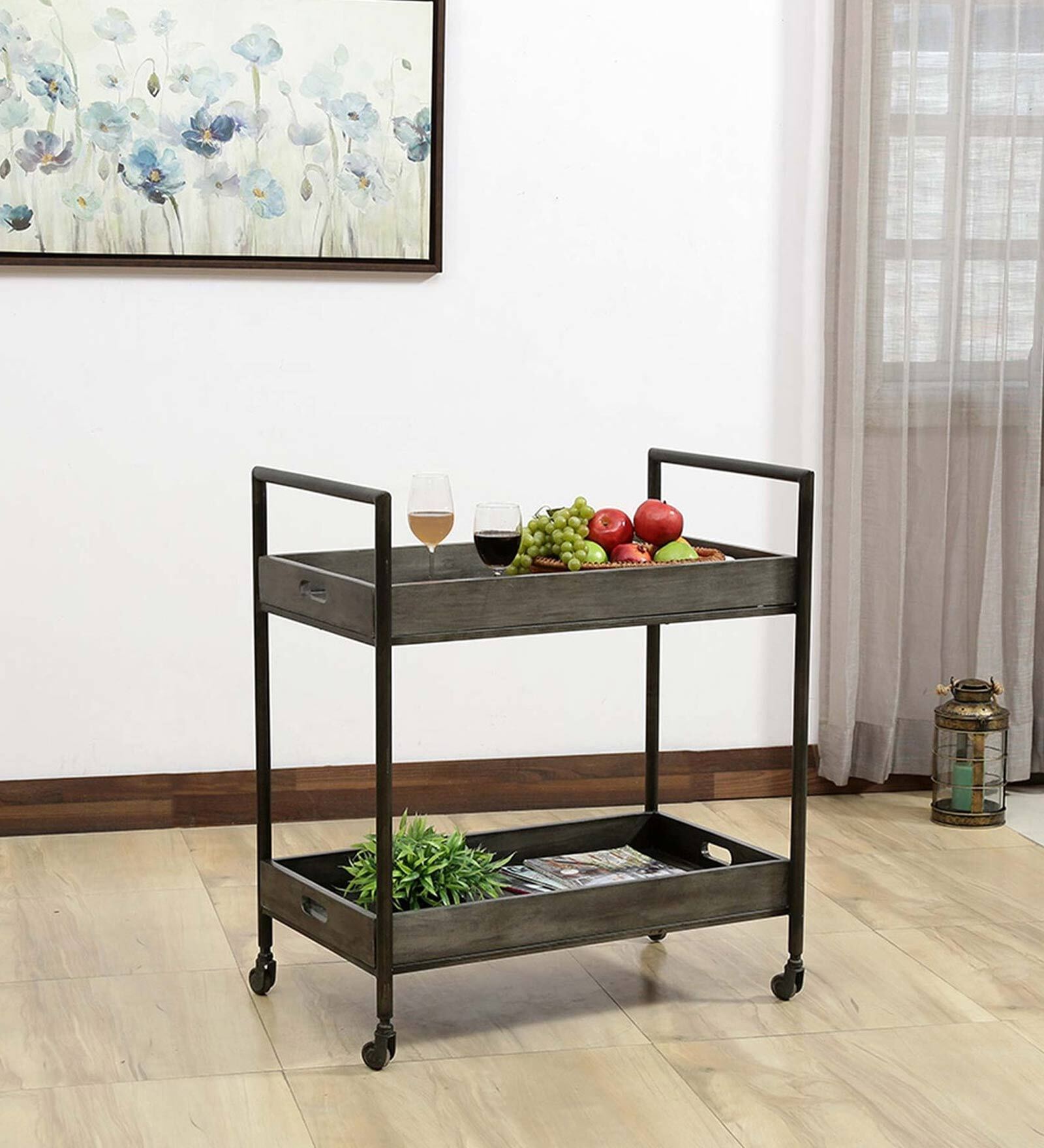 Buy Porcia Metal Serving Trolley In Grey Finish at 5 OFF by Bohemiana