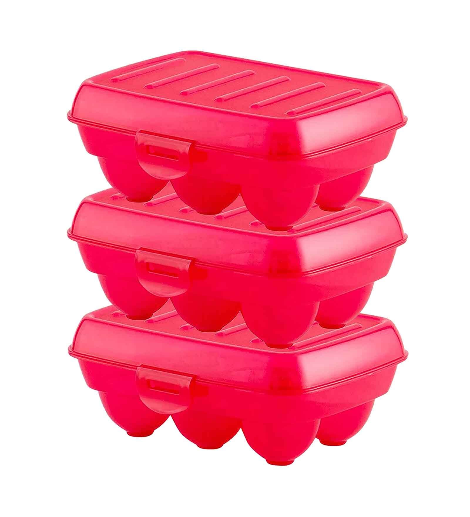 Buy Portable 6 Eggs Pink Plastic (Set of 3) Egg Trays at 50 OFF by