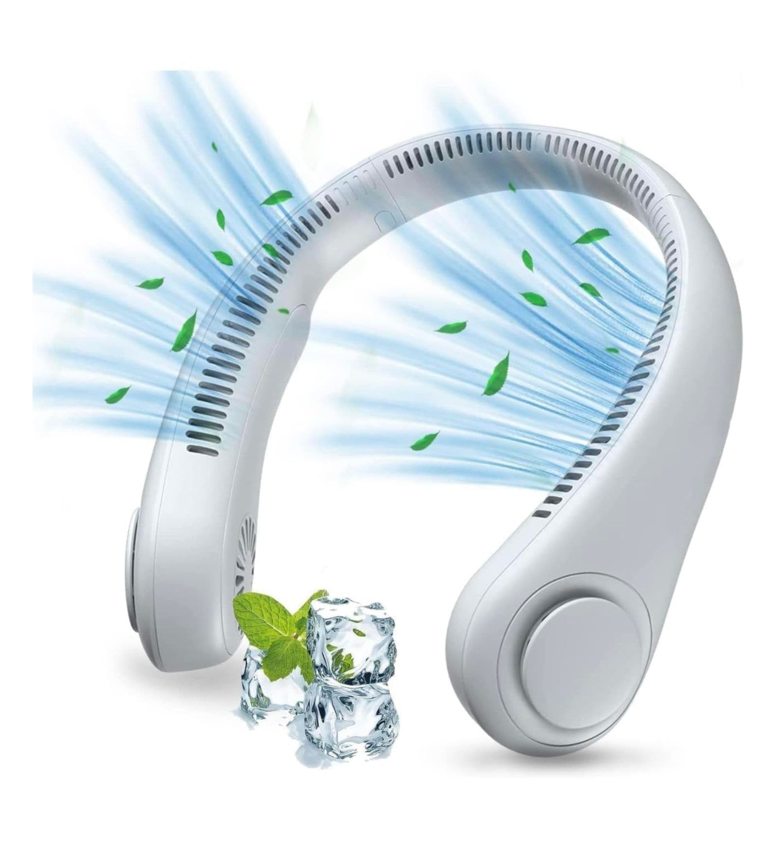 Portable Bladeless Hanging Neck Fan 12 Air Outlets, 2400mAh Rechargeable Battery