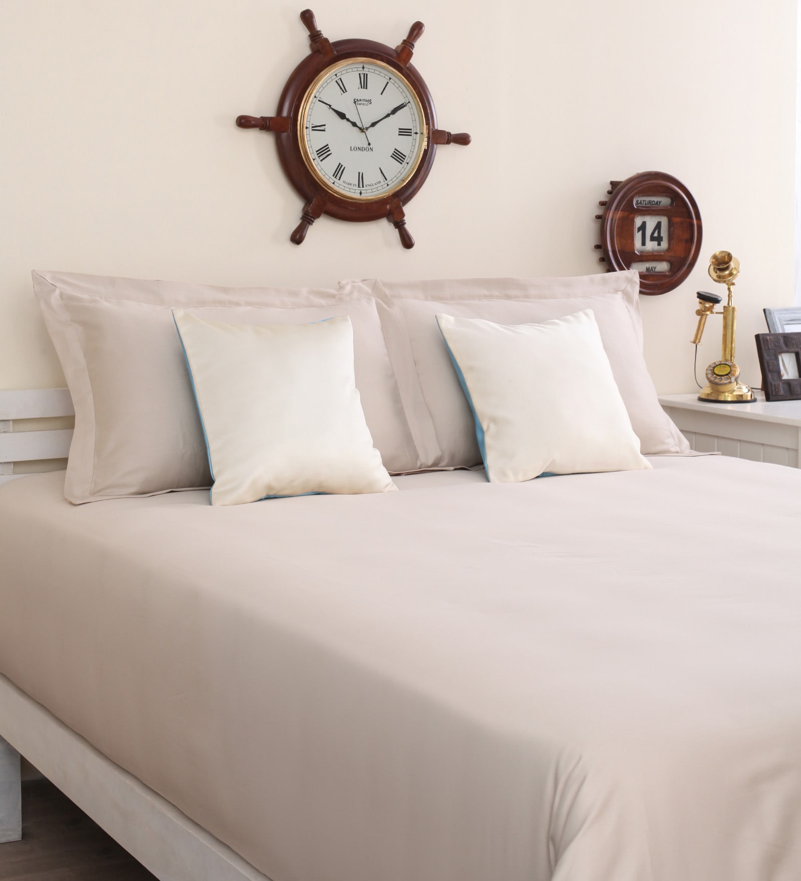 Buy Portico New York Beige Cotton King Size Therapeia Bed Sheet Set