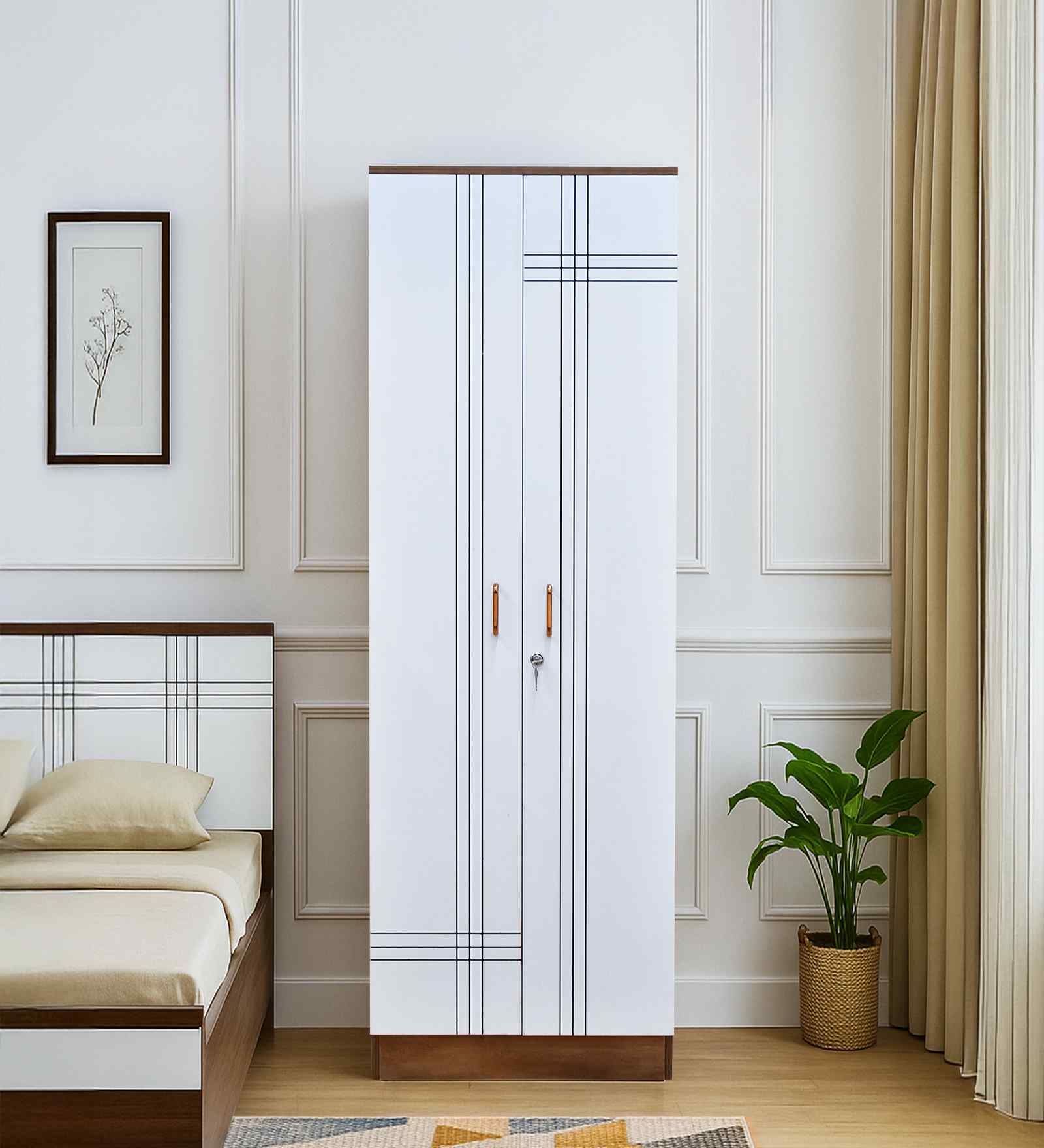 Portland 2 Door Wardrobe In Dusky Basalt And Ceramic White Finish