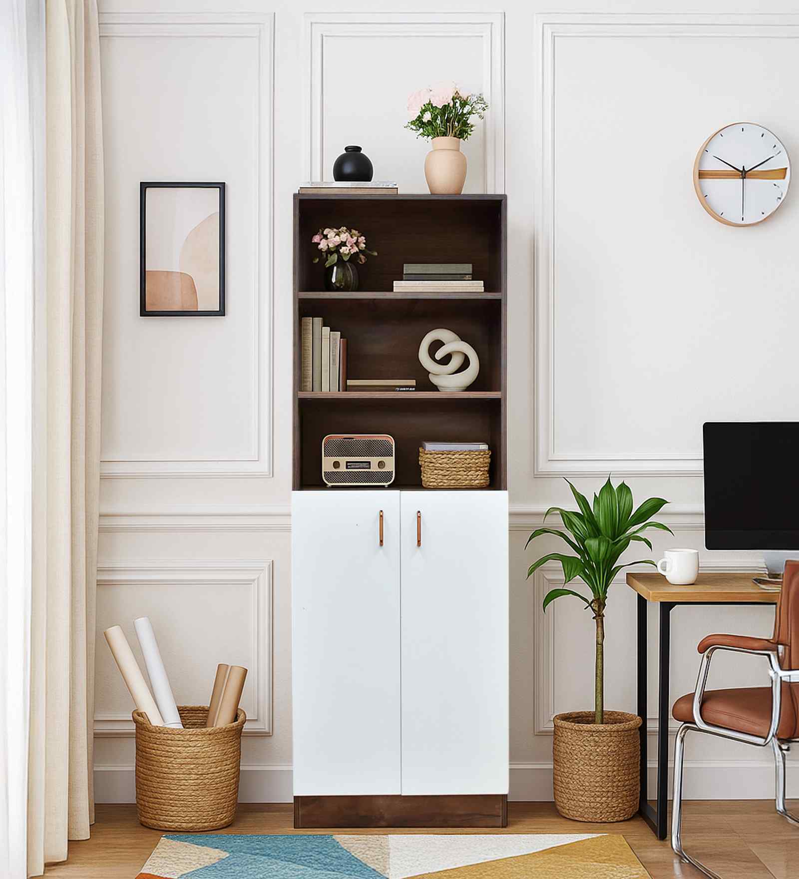 Portland Book Shelf In Dusky Basalt With Ceramic White Finish