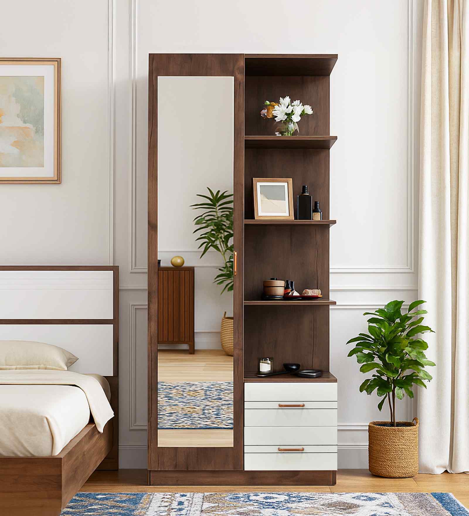 Portland Dressing Unit With Mirror & Drawer In Dusky Basalt With Ceramic White Finish
