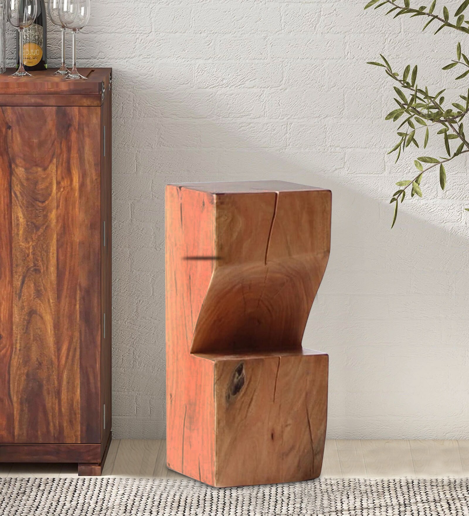 Portland Solid Wood Bar Stool In Natural Finish